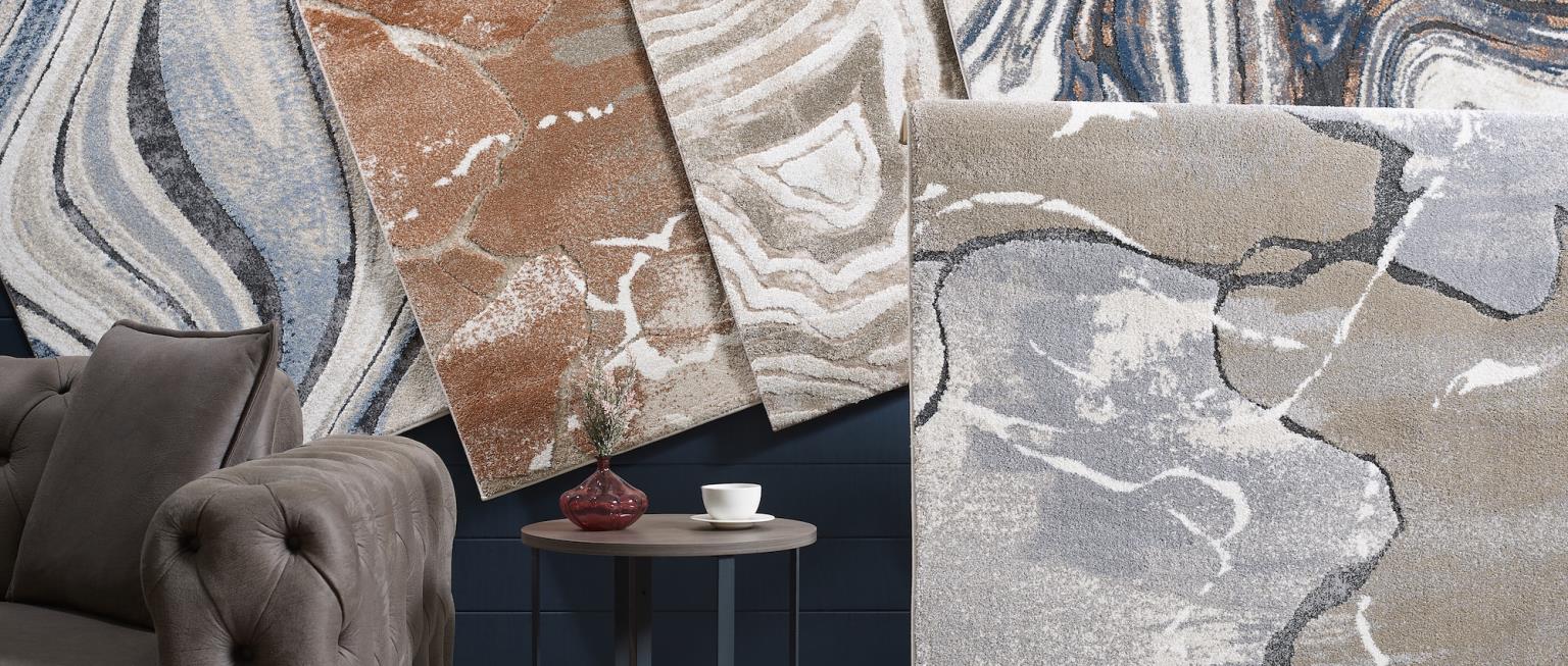 cozy minimal white living room with mid pile soft green stripe rug