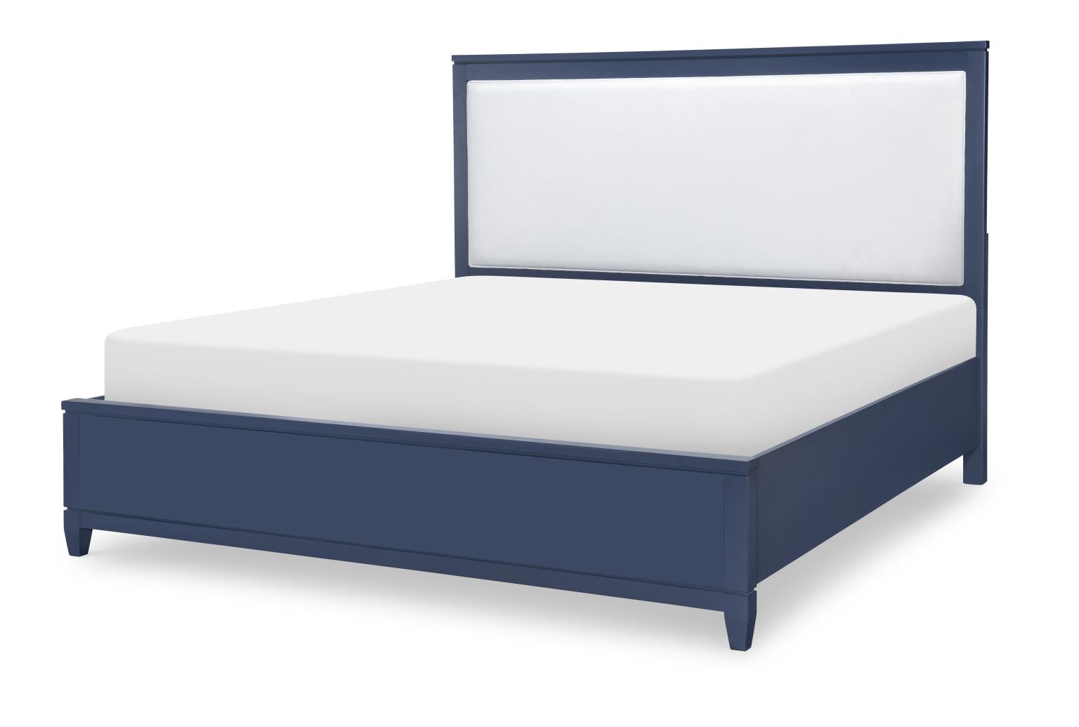 Legacy Classic Furniture 1162 Summerland BR UPHOLSTERED HEADBOARD QUEEN 5/0 BLUE FINISH