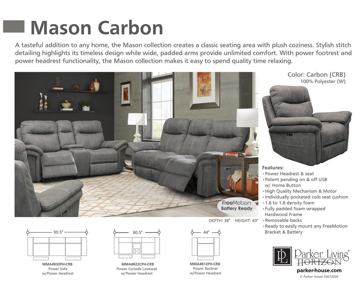 Picture of Mason- Power Reclining Sofa- Carbon