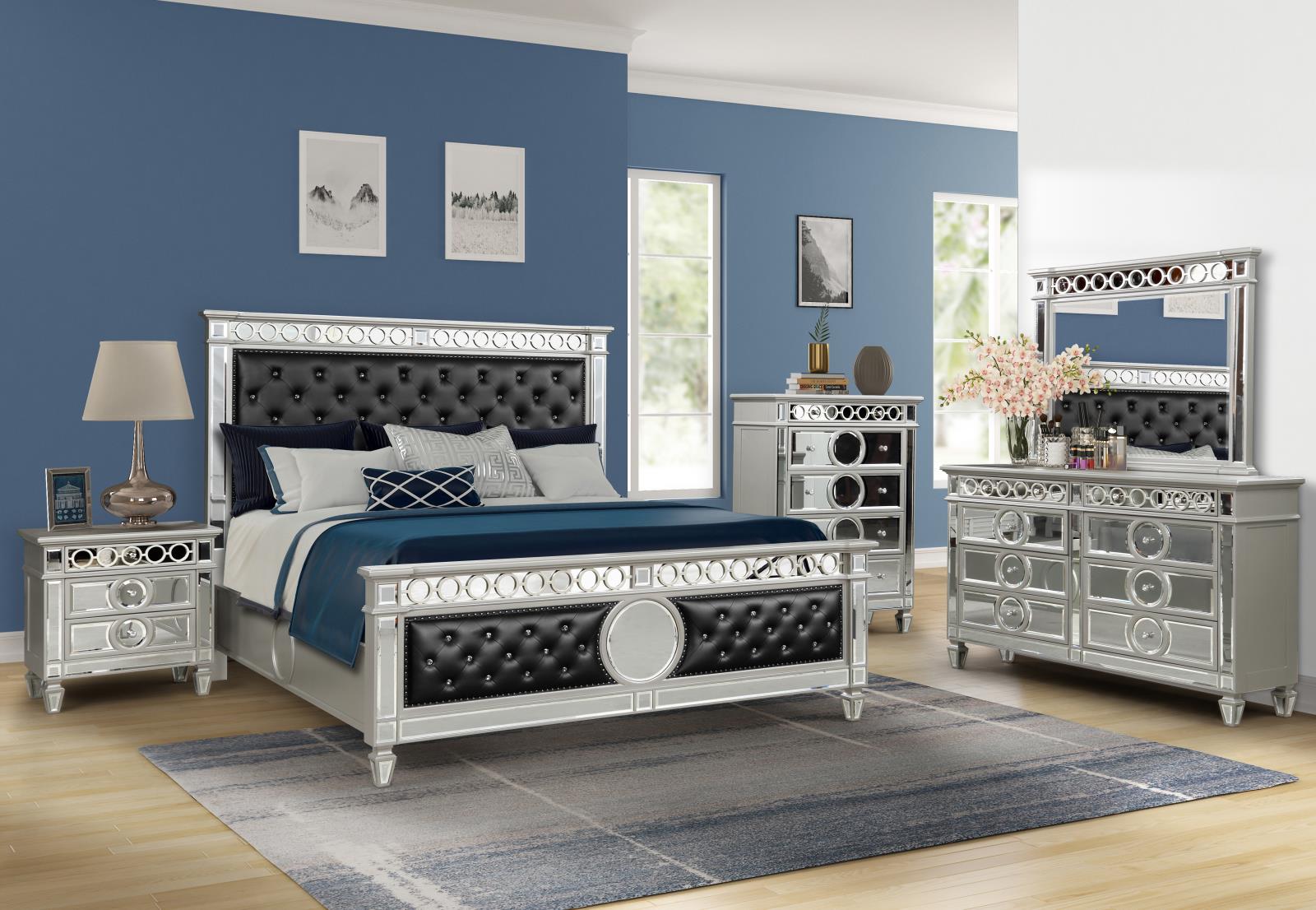Sewanee Black Upholstered PU Queen Bed