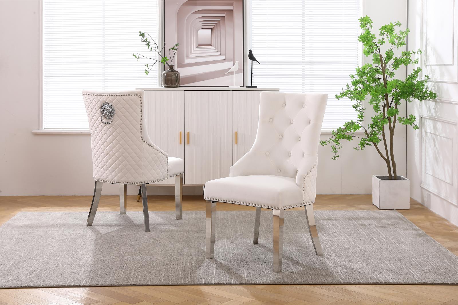 Lucca Cream Deep Tufting Back Upholstered Velvet Chair