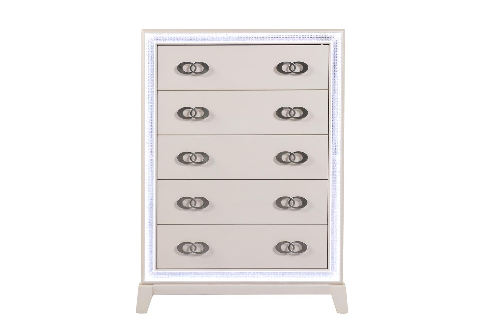 Santana Cream King Bed, Dresser, Mirror, Chest & Nightstand — view 5
