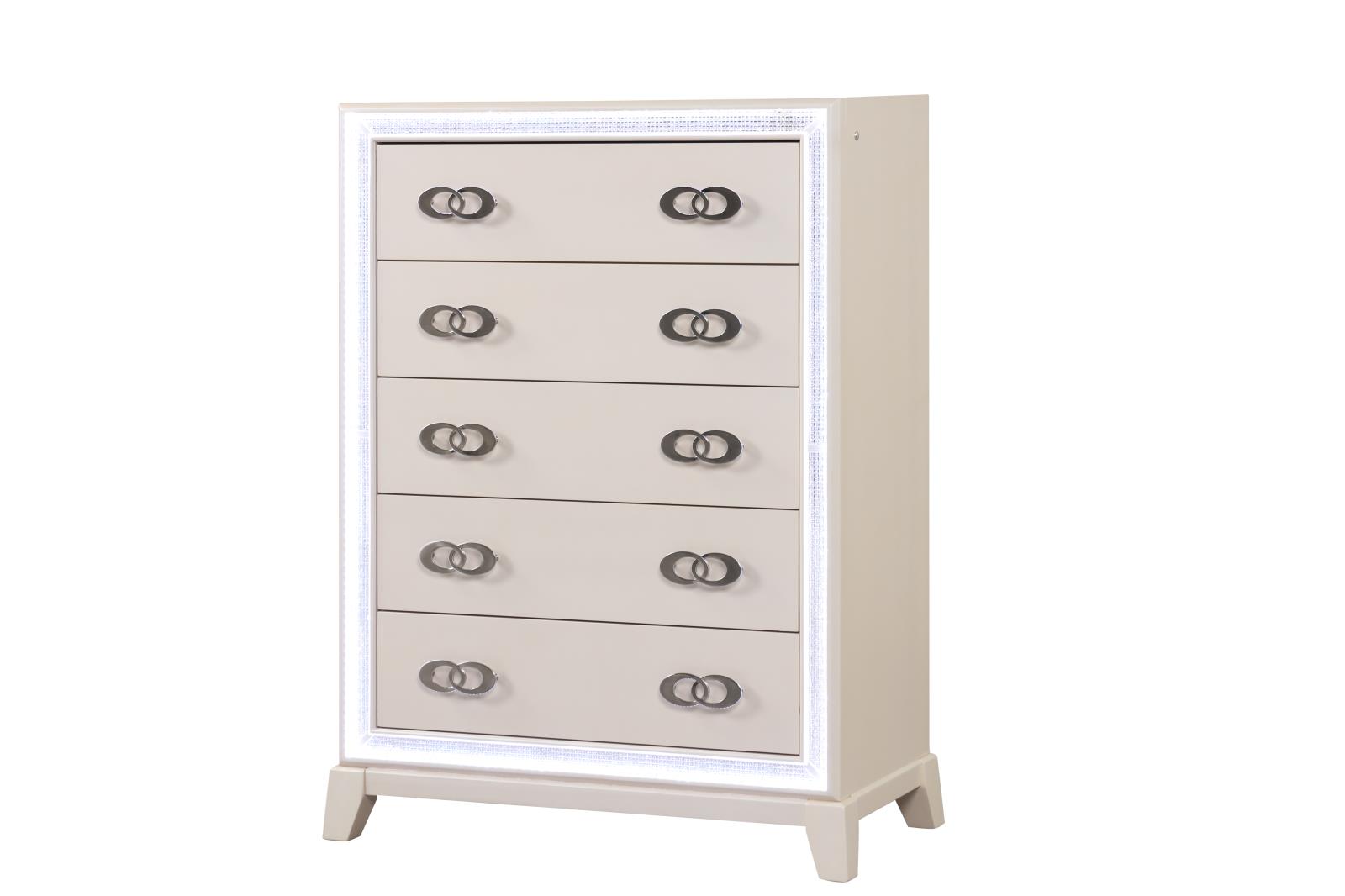 Santana Cream King Bed, Dresser, Mirror, Chest & Nightstand — view 4