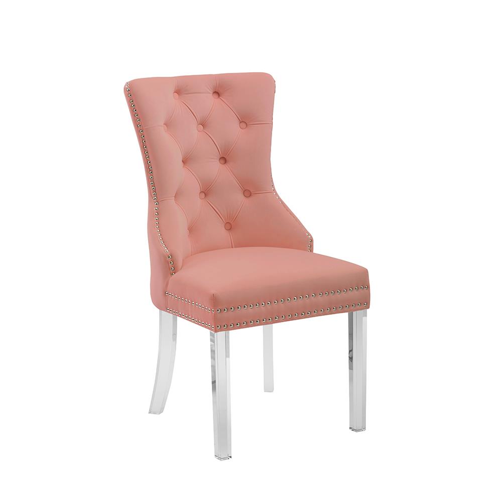 Lucca Pink Deep Tufting Back Upholstered Velvet Chair (D154)