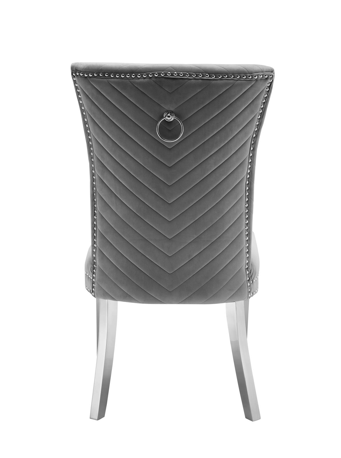 Napoli Gray Upholstered Velvet Chair with Chrome Nailhead Trim
