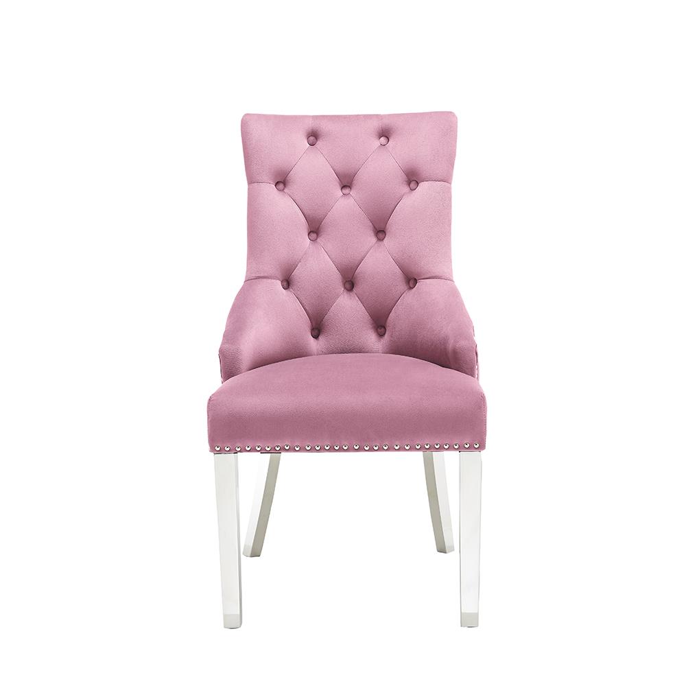 Lucca Pink Deep Tufting Back Upholstered Velvet Chair (D164)