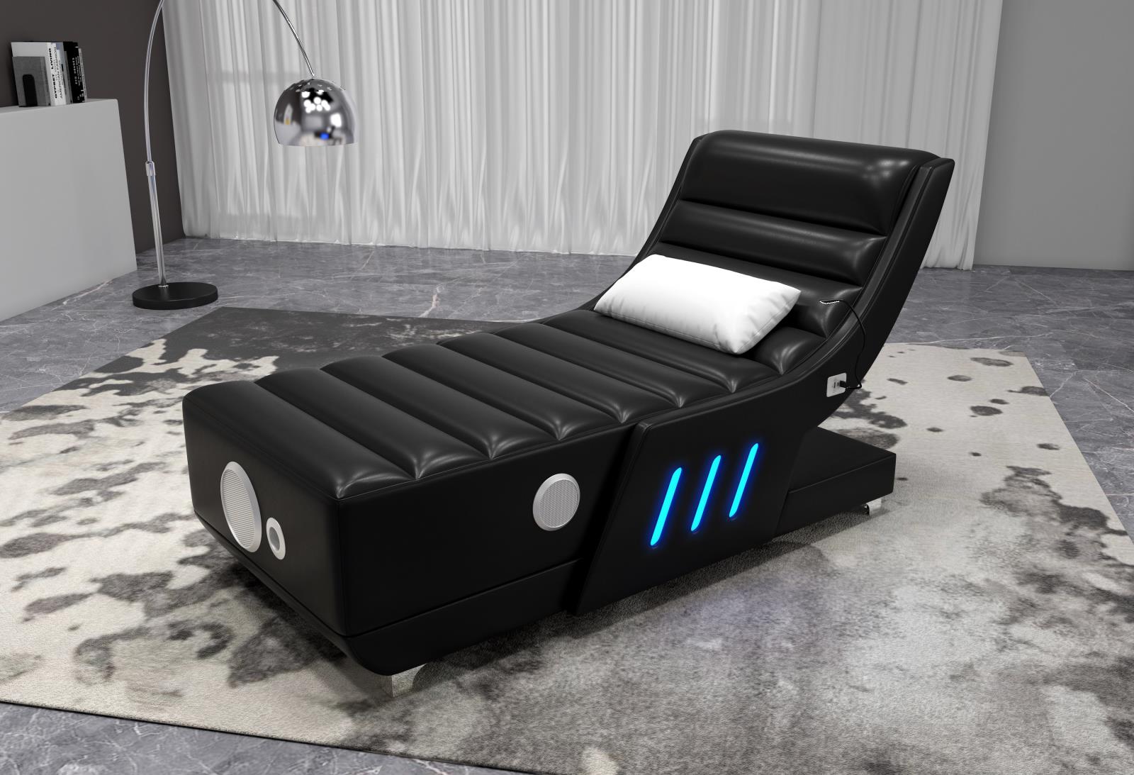 Black Chaise with Bluetooth Speaker