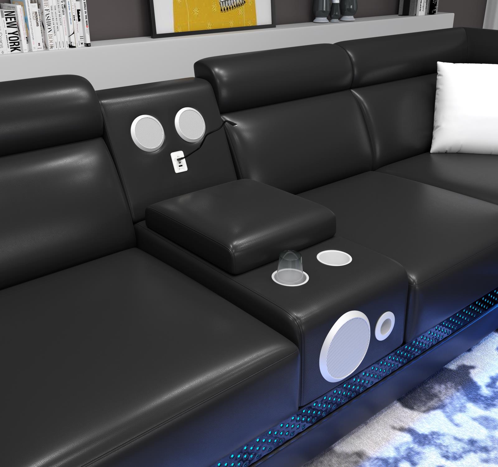 Black 3-Piece Sectional with Console — view 3