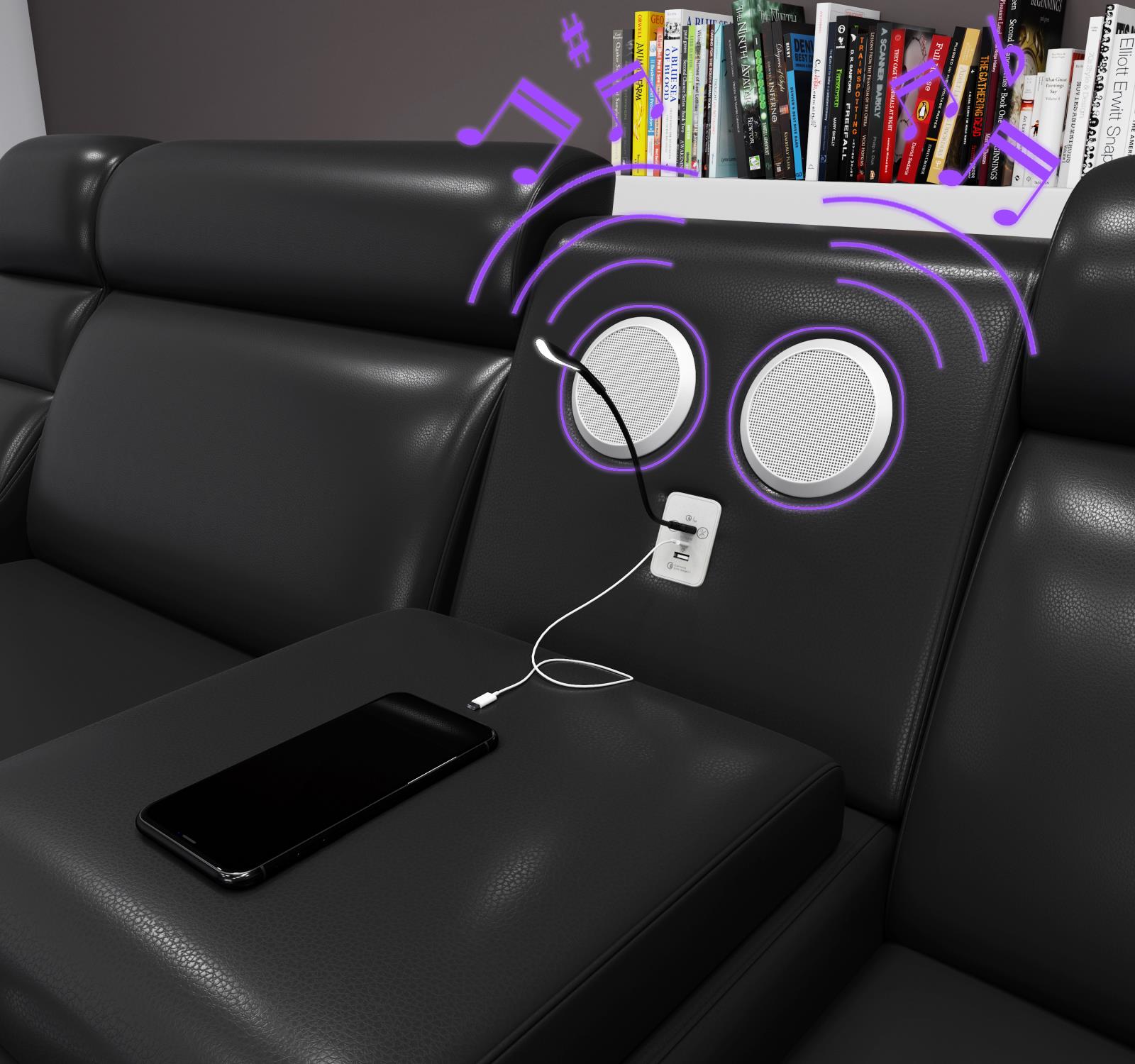 Black 3-Piece Sectional with Console — view 4