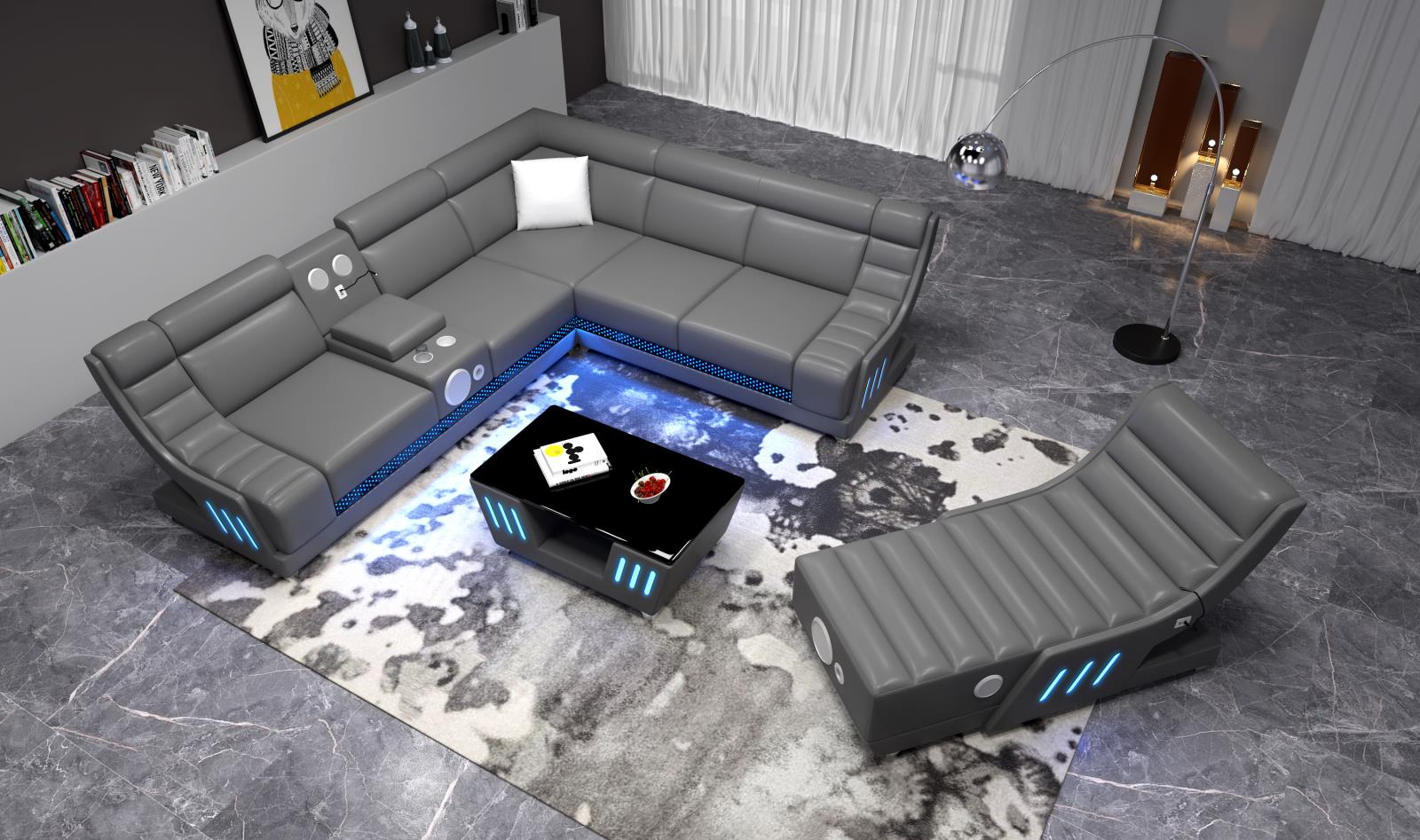Gray 3-Piece Sectional with Console — view 2
