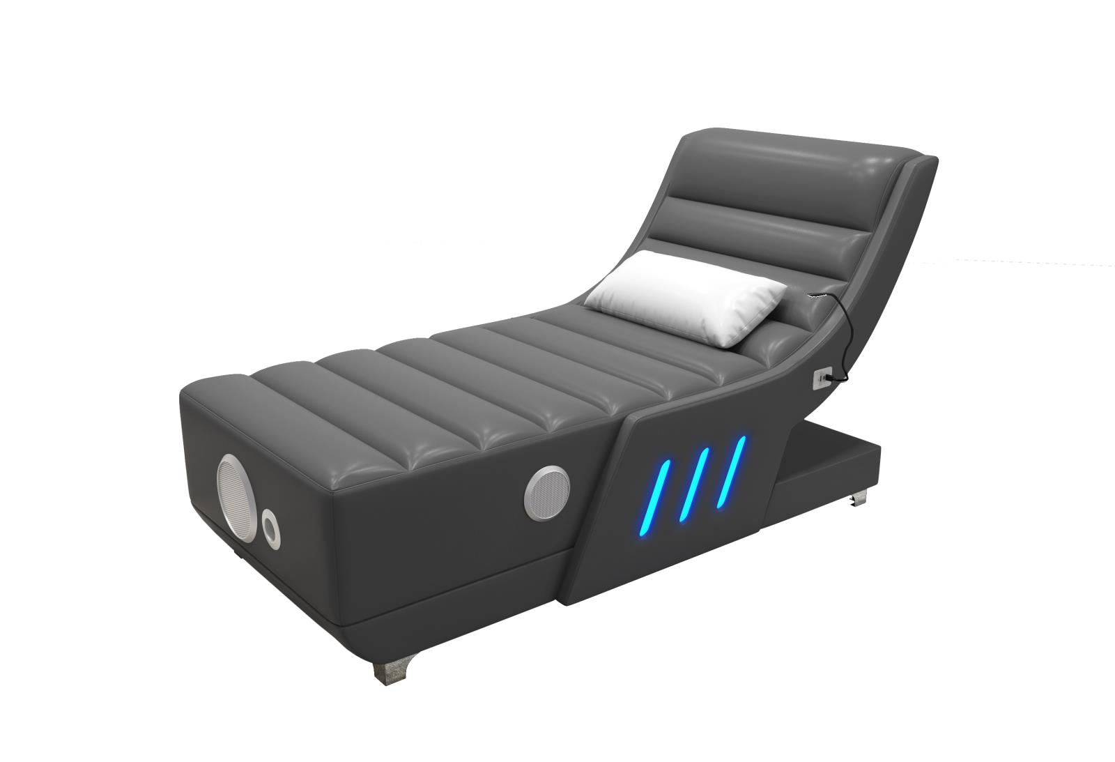 Gray Chaise with Bluetooth Speaker — view 2