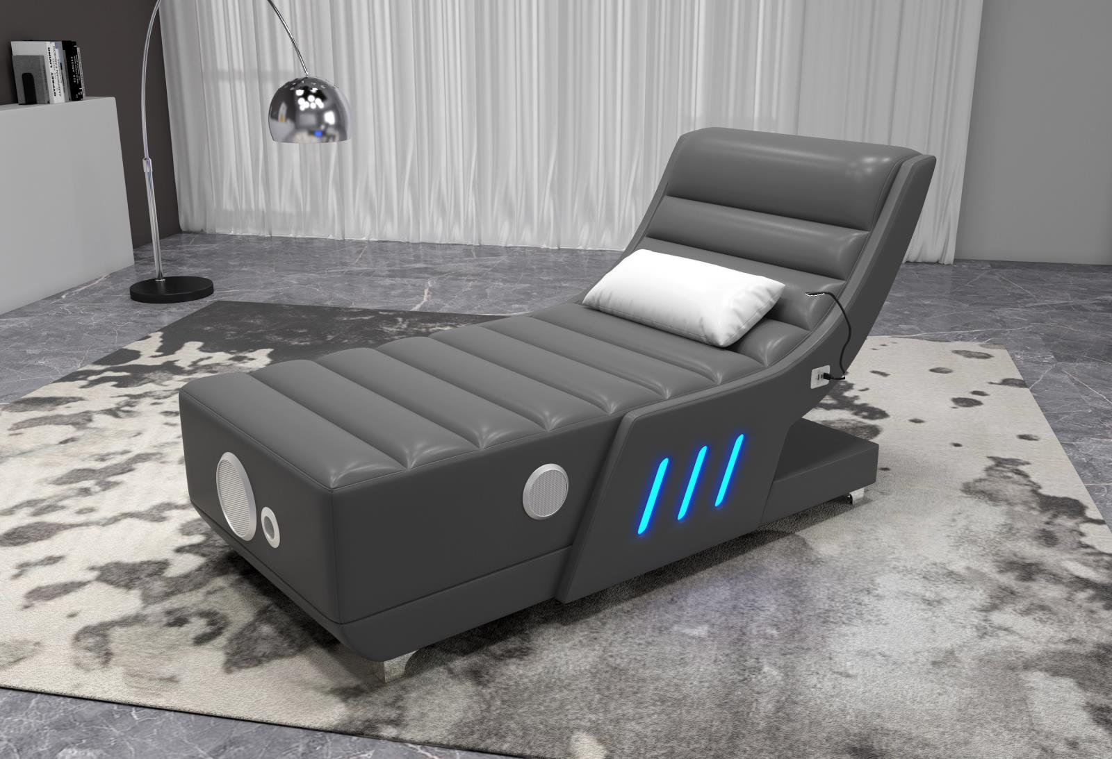 Gray Chaise with Bluetooth Speaker