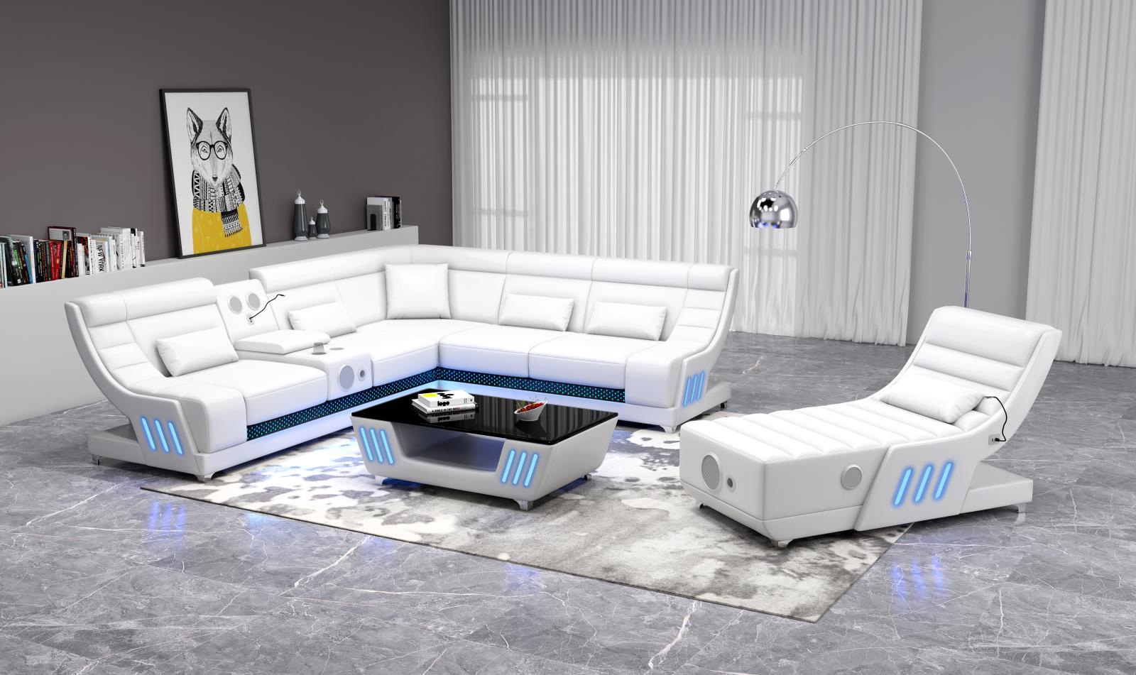 White 3-Piece Sectional with Console