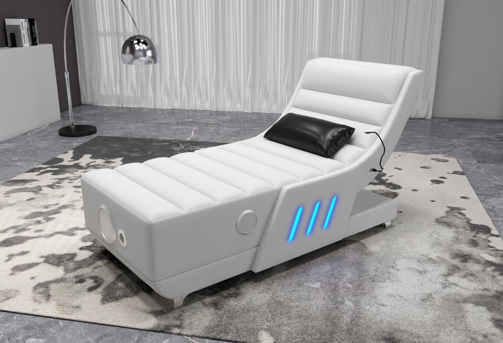 White Chaise with Bluetooth Speaker
