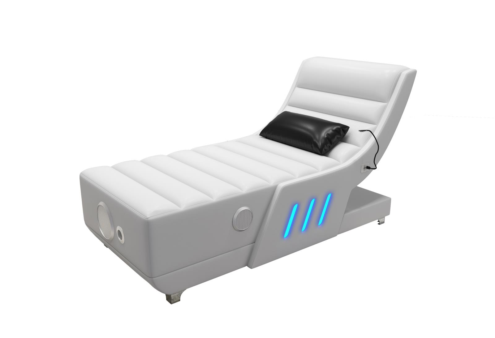 White Chaise with Bluetooth Speaker — view 2