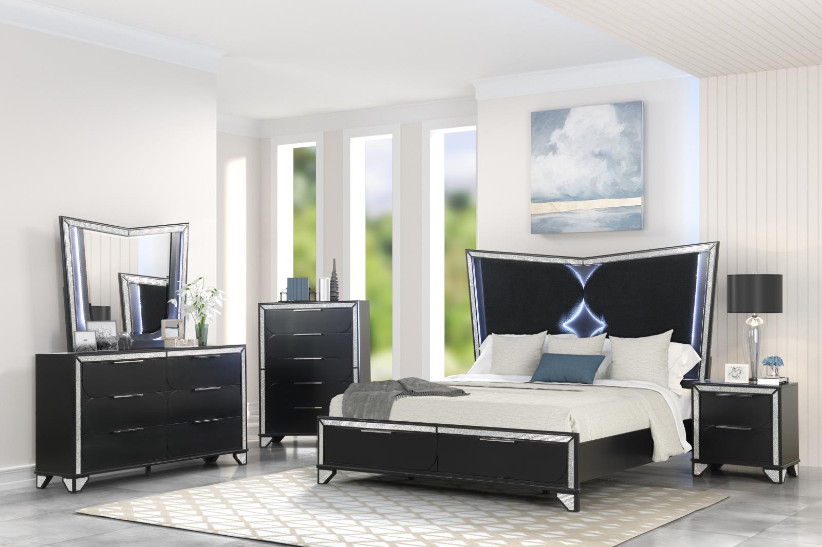 Diamond Black Nightstand — view 3