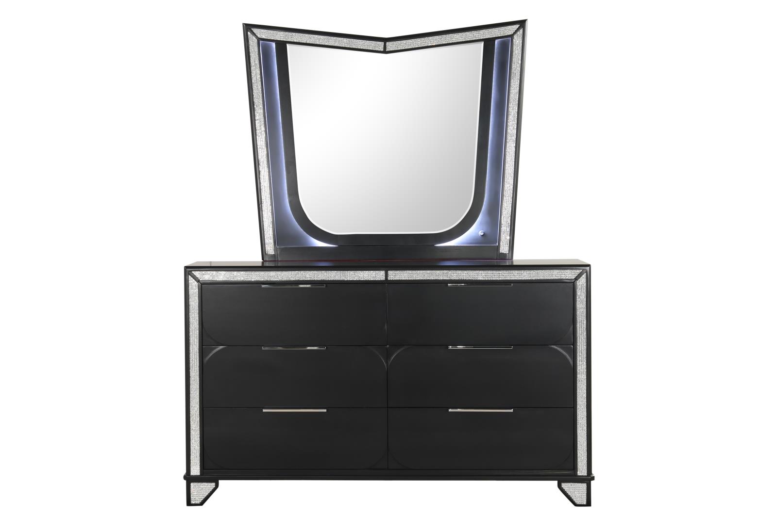 Diamond Black King Bed, Dresser & Mirror — view 4