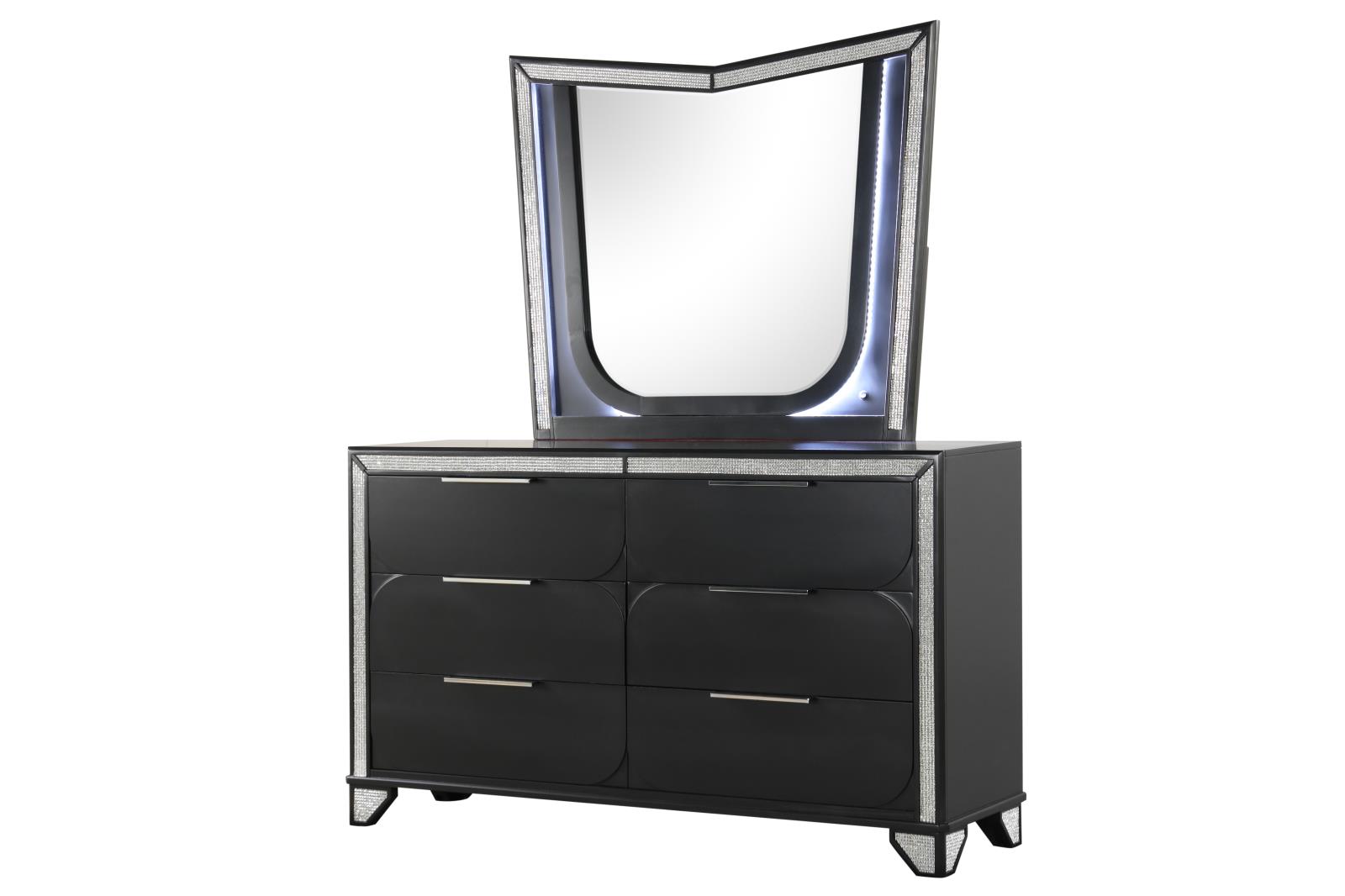 Diamond Black King Bed, Dresser & Mirror — view 3