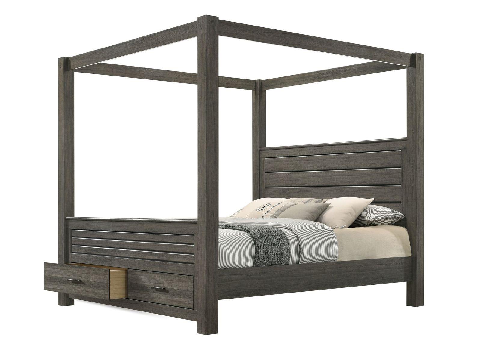 Sydney Gray King Canopy Storage Bed — view 2