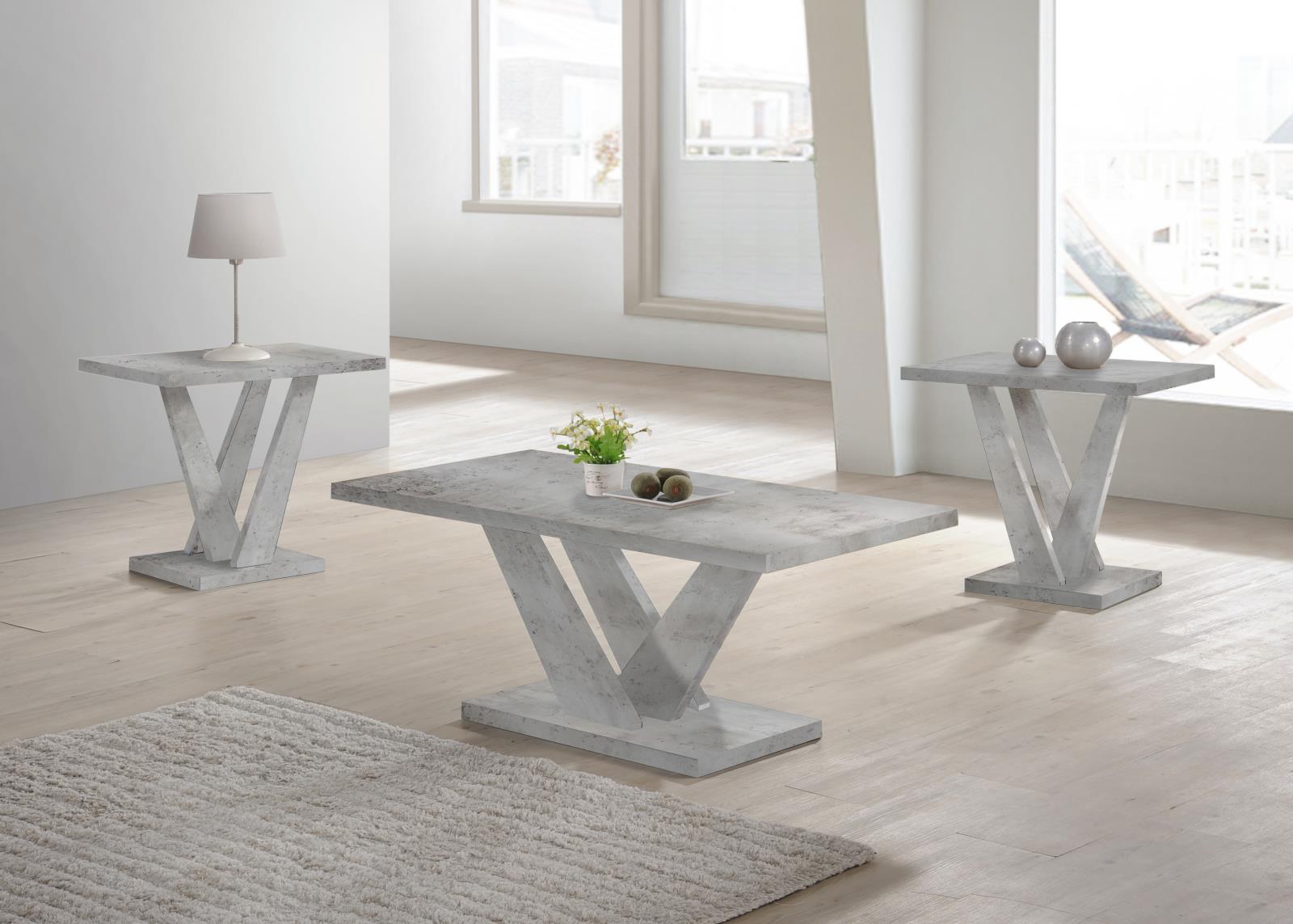 Apollo 3-Piece Gray Faux Marble Coffee Table Set