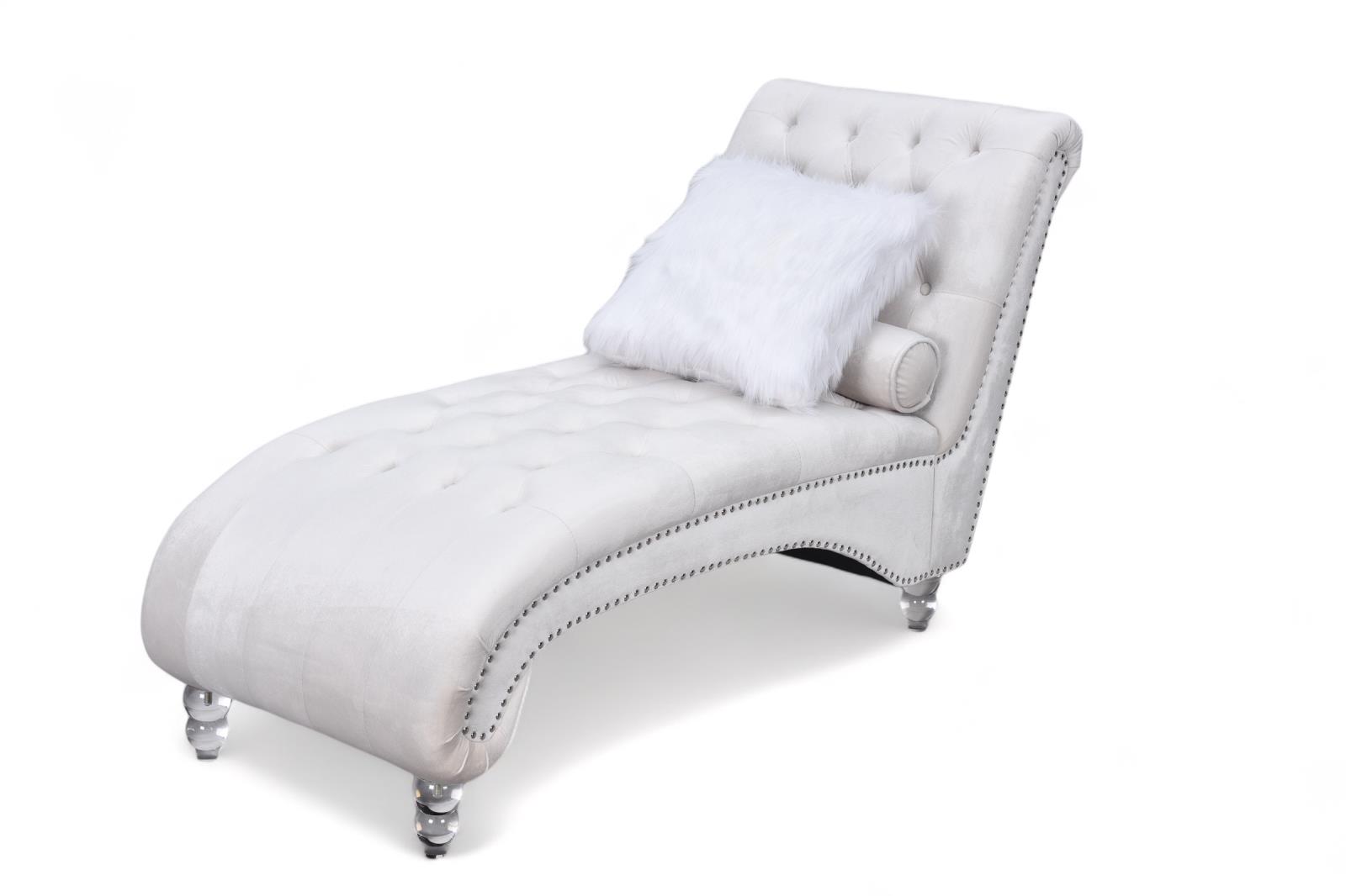 Posh Cream Velvet Chaise — view 2
