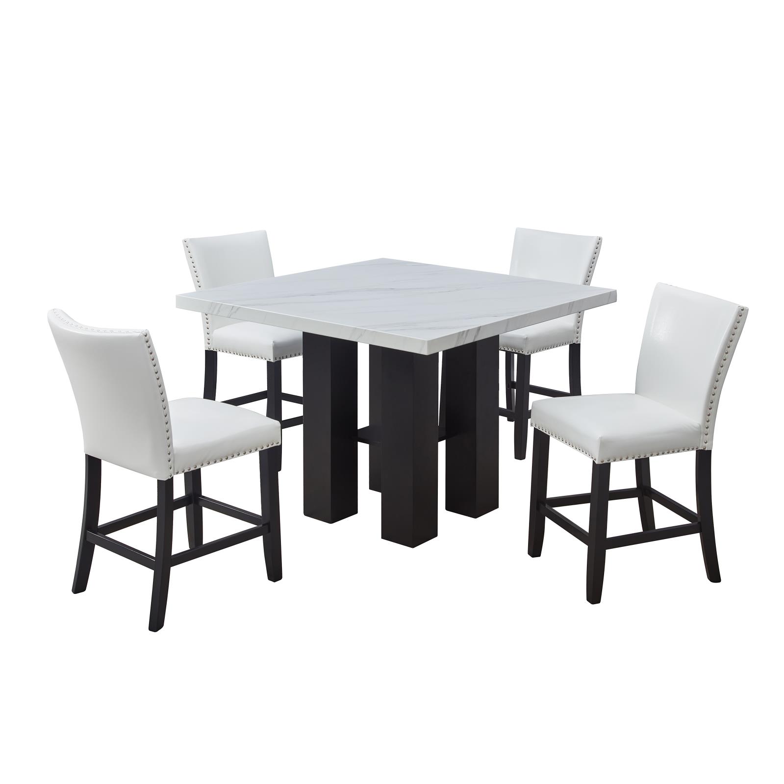 Granada White 5-Piece Pub Table Set — view 3