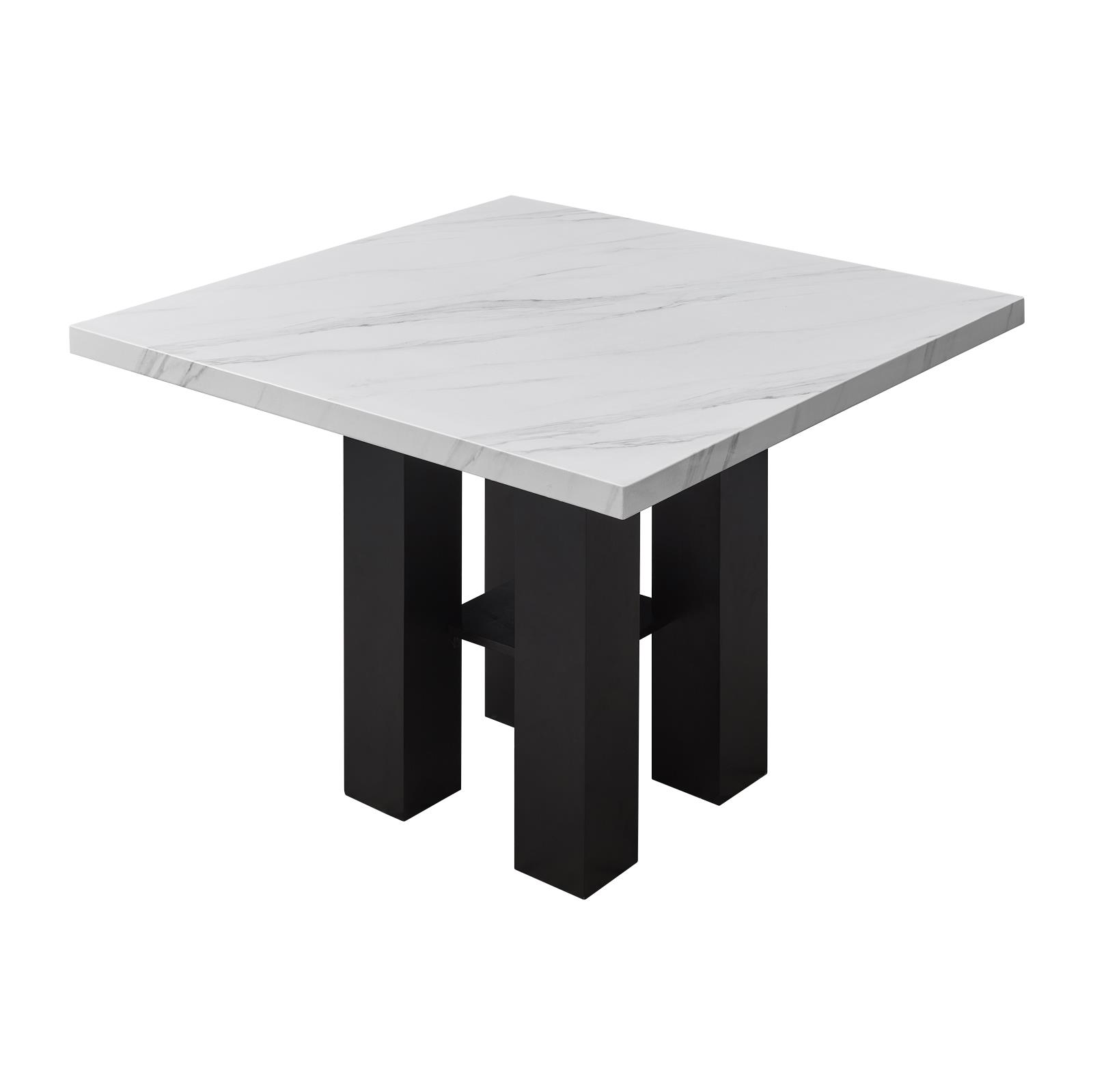 Granada White & Black Pub Table with Faux Marble Top — view 2