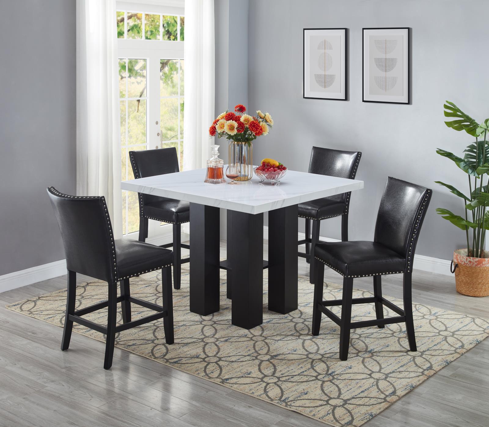 Granada Black Upholstered PU Chair with Footrest — view 2
