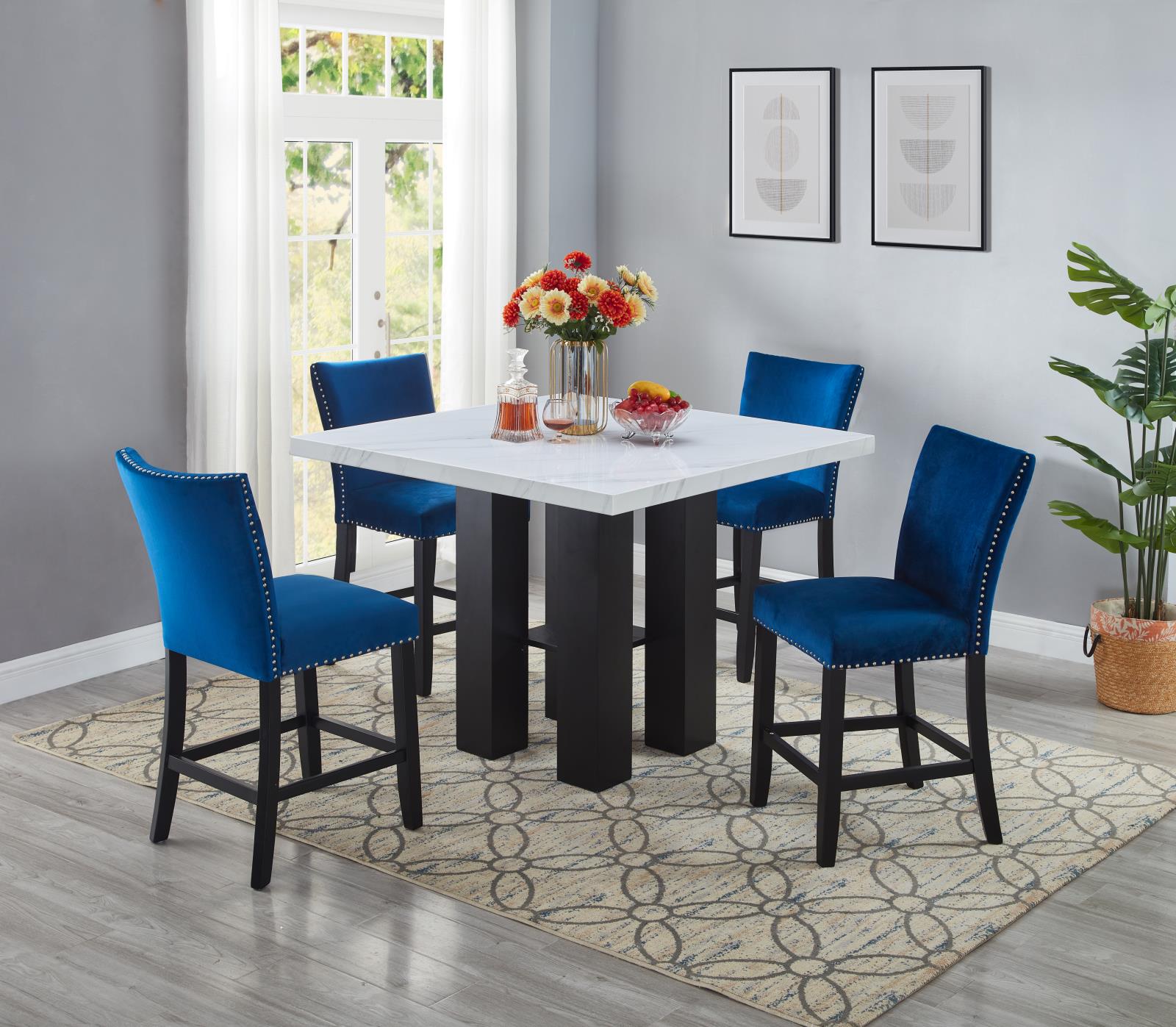 Granada Blue 5-Piece Pub Table Set
