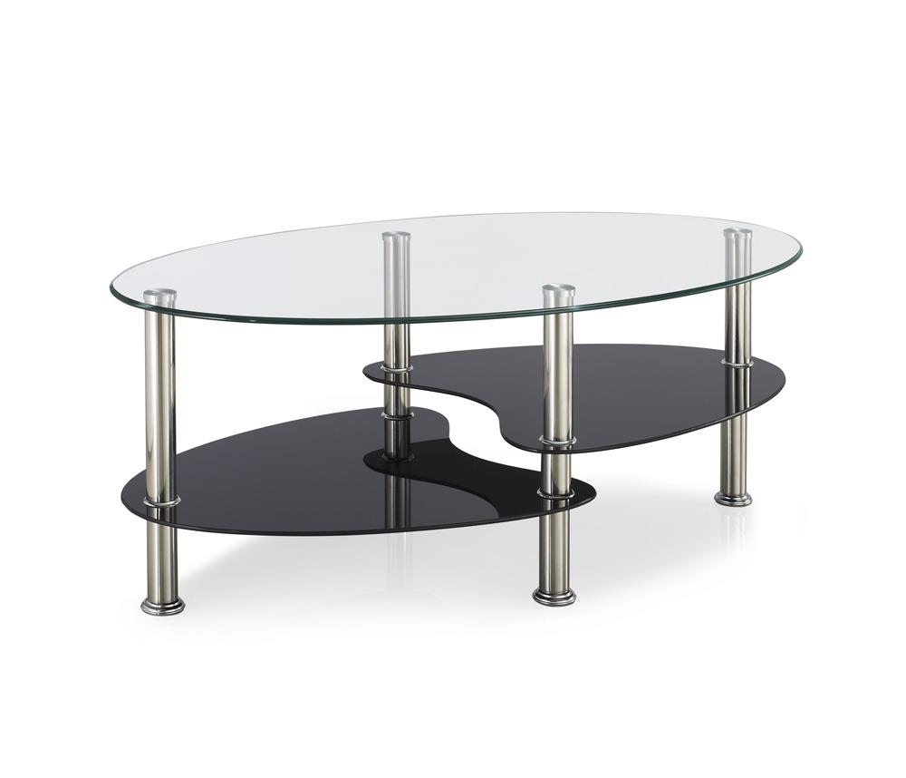 Solara Black Coffee Table with Glass Top and Chrome Legs — view 2