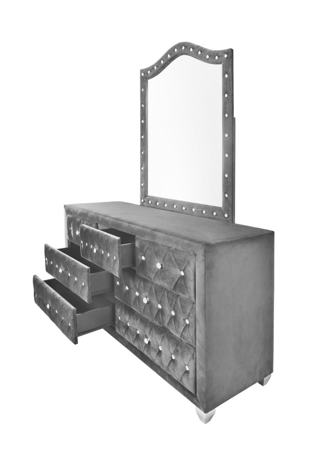 Stella Gray King Bed, Dresser & Mirror — view 2