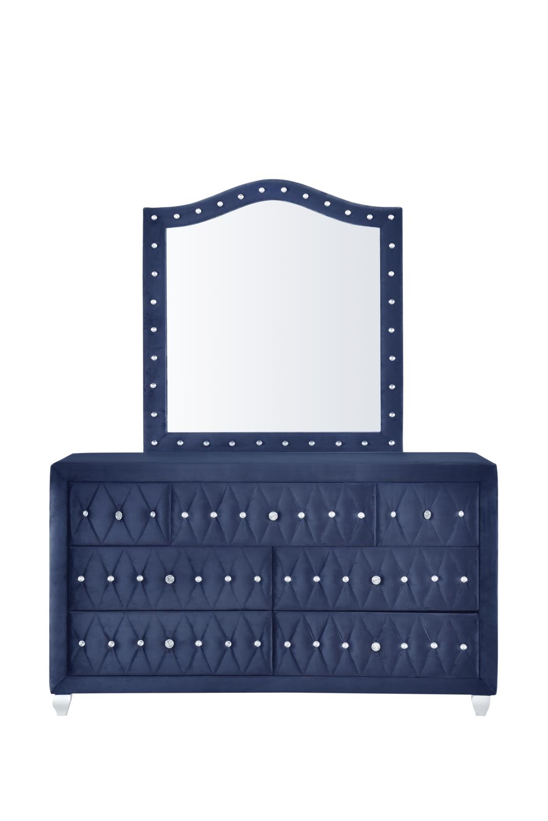 Stella Blue Queen Bed, Dresser, Mirror & Nightstand — view 3