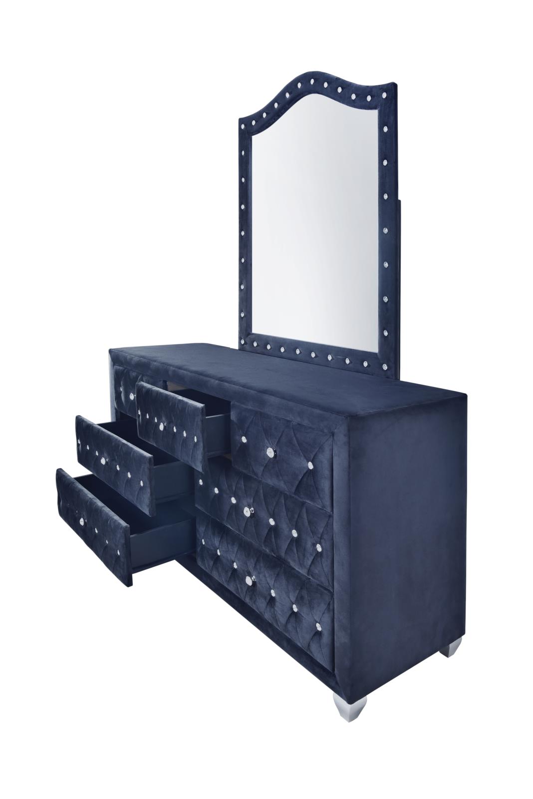 Stella Blue Queen Bed, Dresser, Mirror & Nightstand — view 2