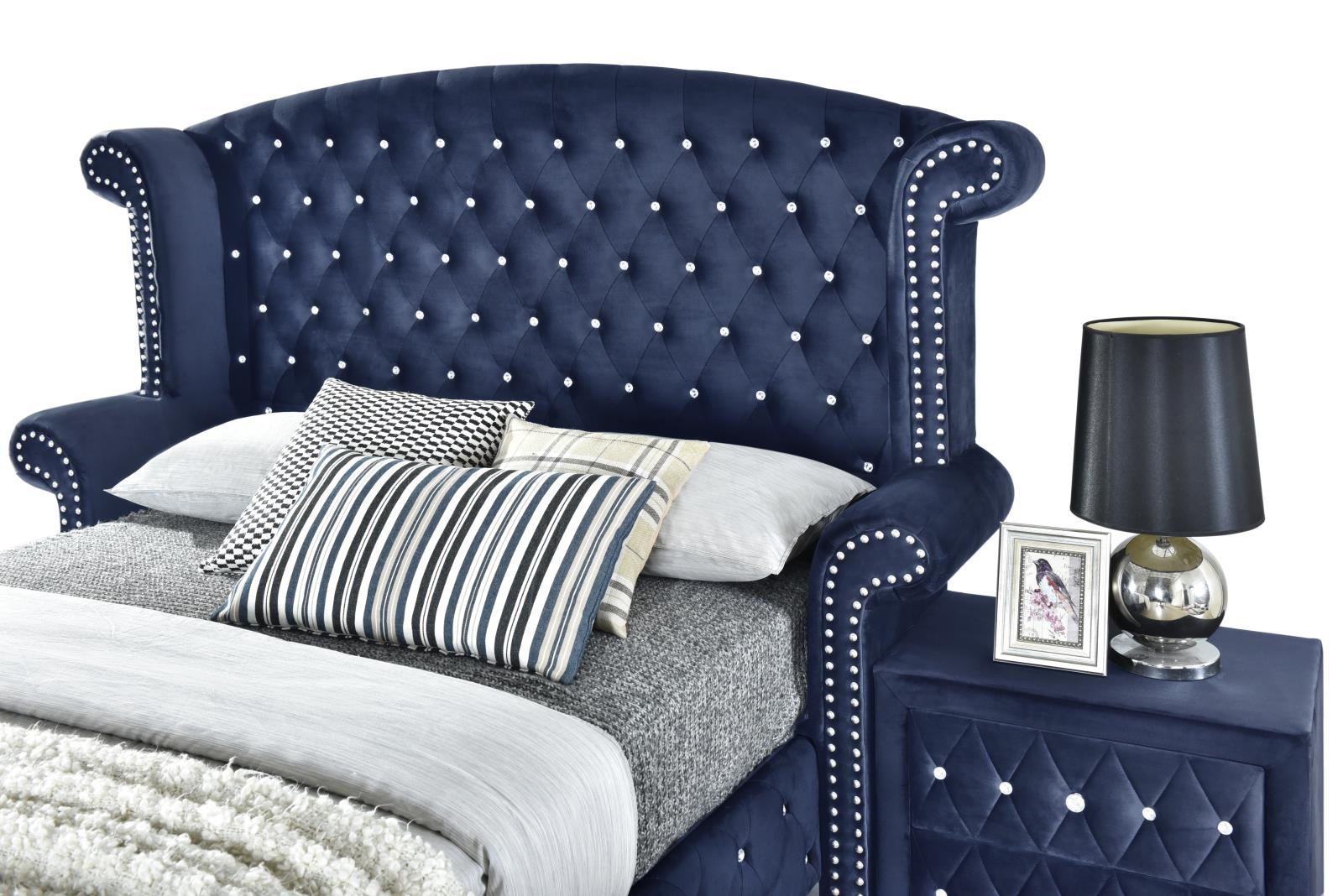 Stella Blue Queen Bed, Dresser, Mirror & Nightstand — view 6