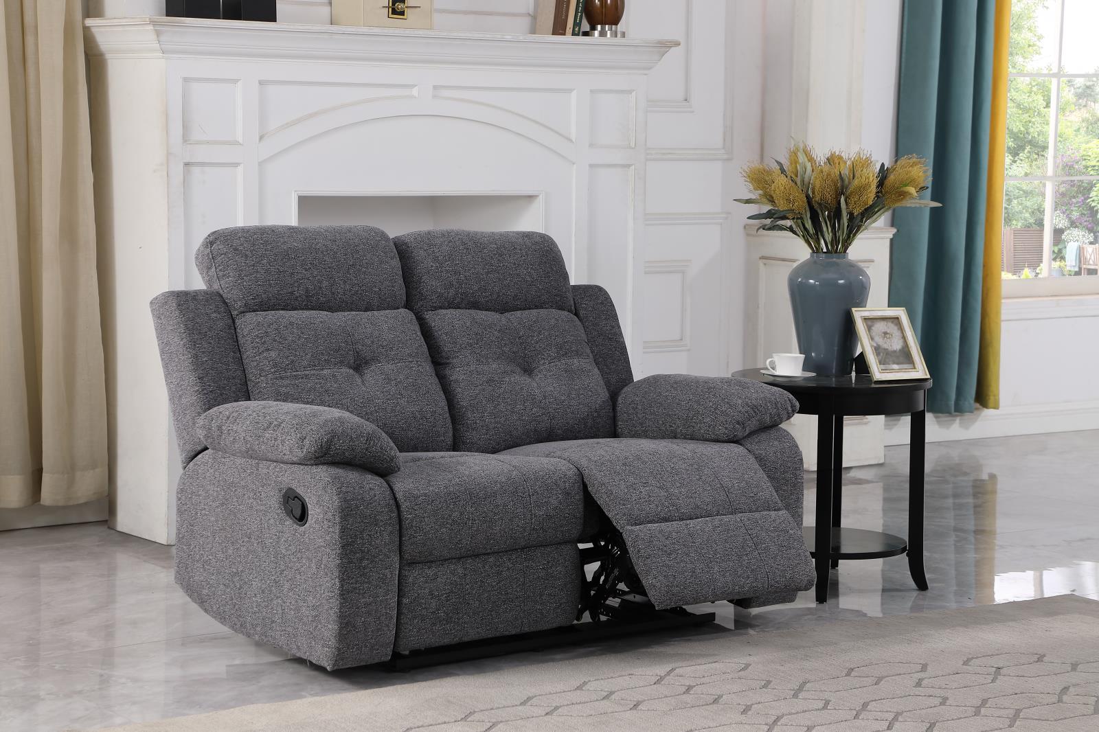 Bellinda Gray Manual Recliner Loveseat with Pillow-Top Armrest