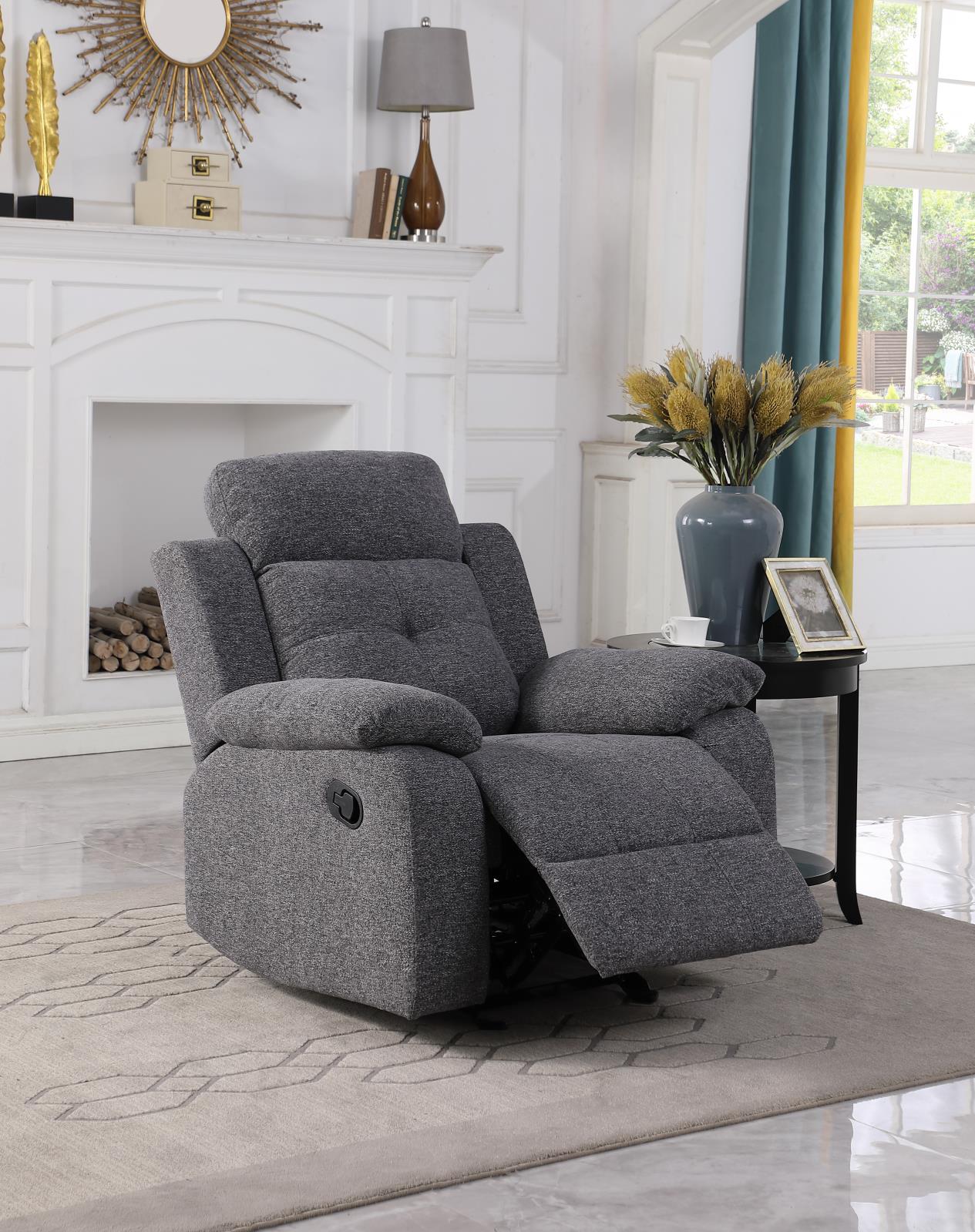 Bellinda Gray Manual Recliner with Pillow-Top Armrest