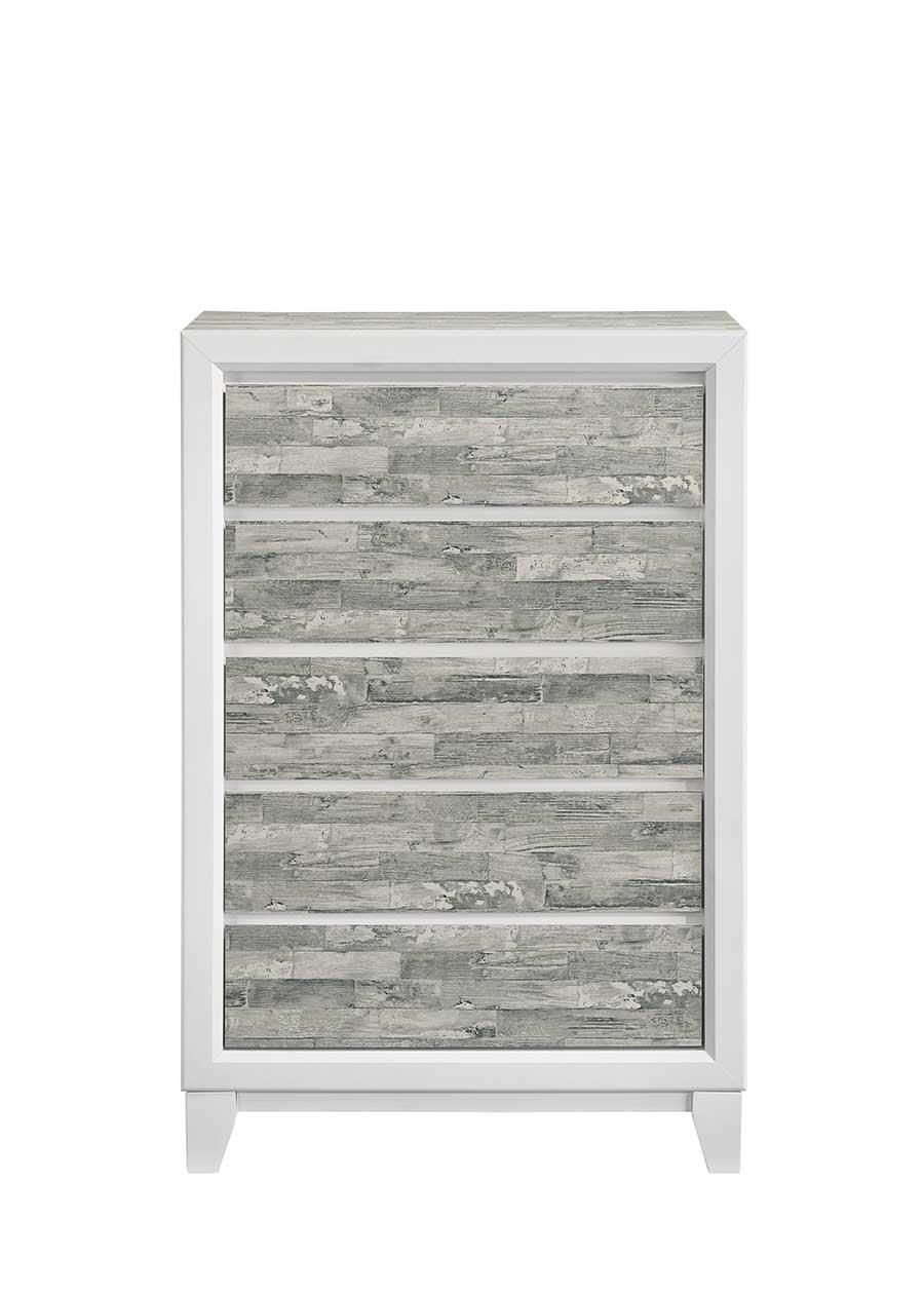 Arctic Gray & White 5-Drawer Chest