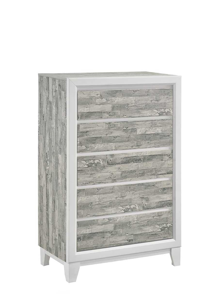 Arctic Gray & White 5-Drawer Chest — view 2