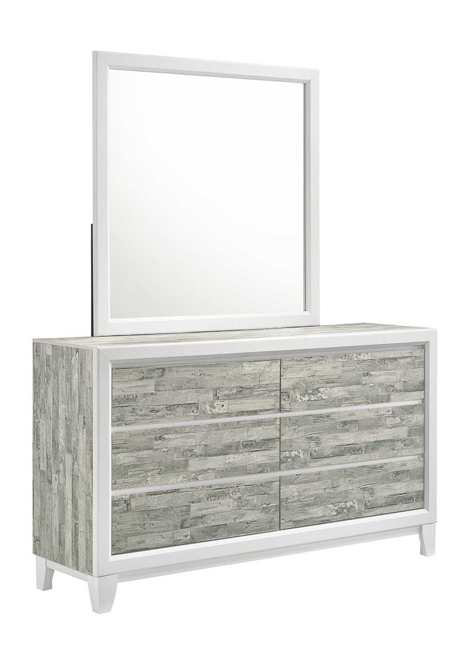 Arctic Gray & White King Bed, Dresser, Mirror, Chest & Nightstand — view 8
