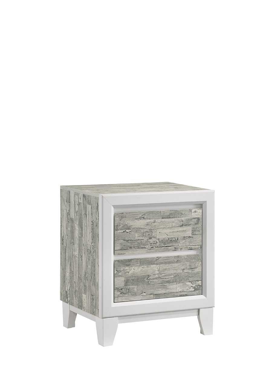 Arctic Gray & White 2-Drawer Nightstand