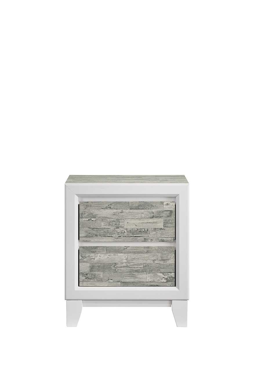 Arctic Gray & White 2-Drawer Nightstand — view 2
