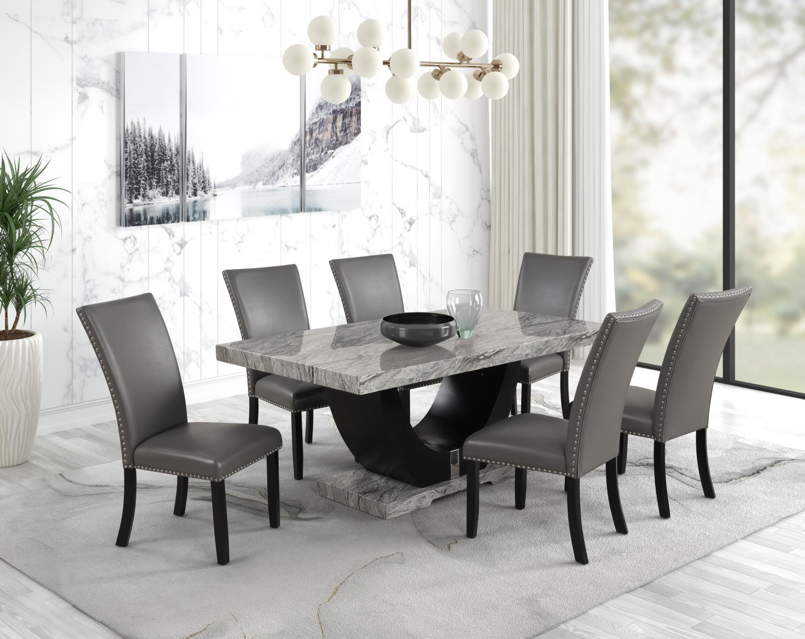 Vivian Gray & Black 7-Piece Dining Set
