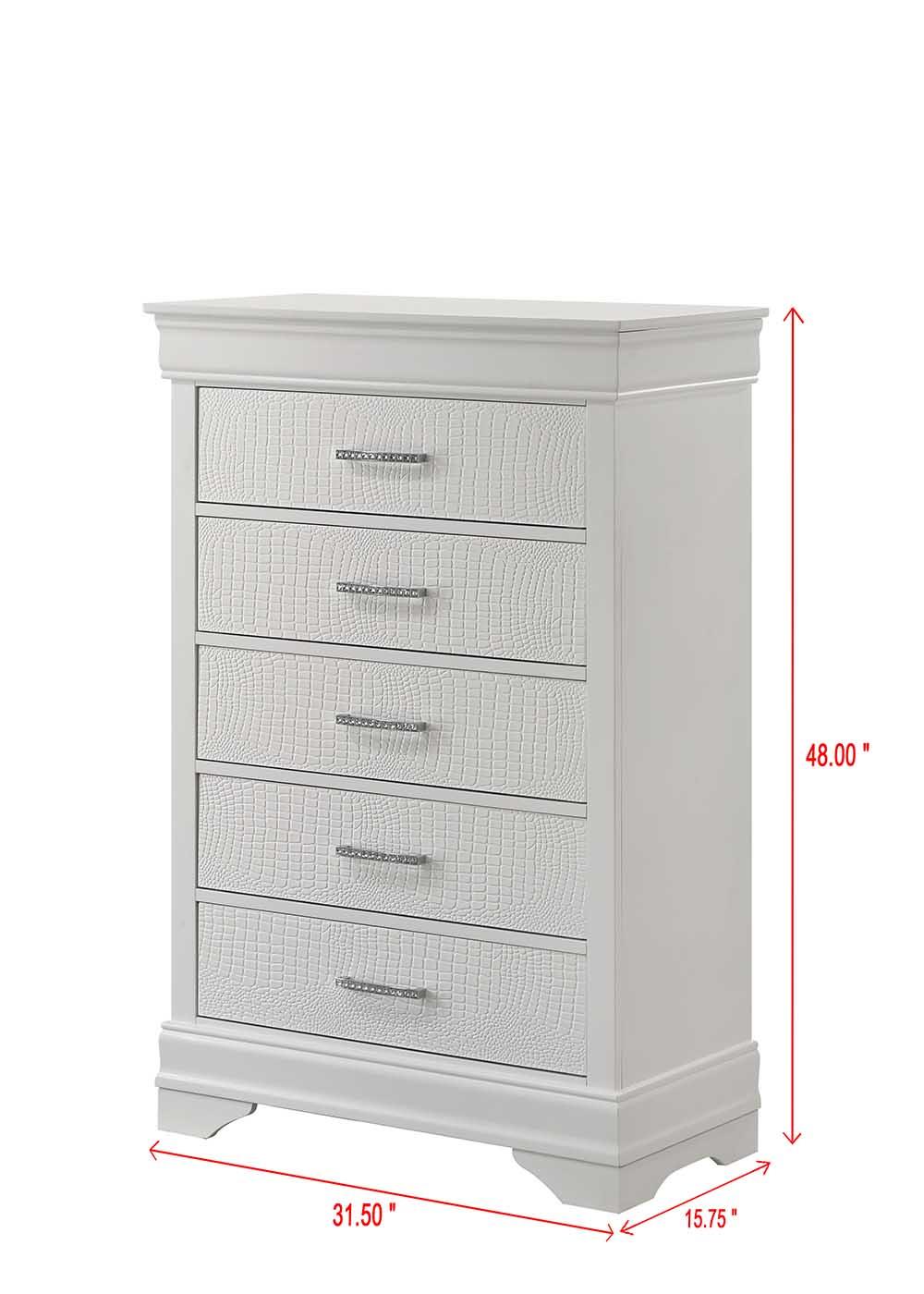 Arya White 5-Drawer Chest