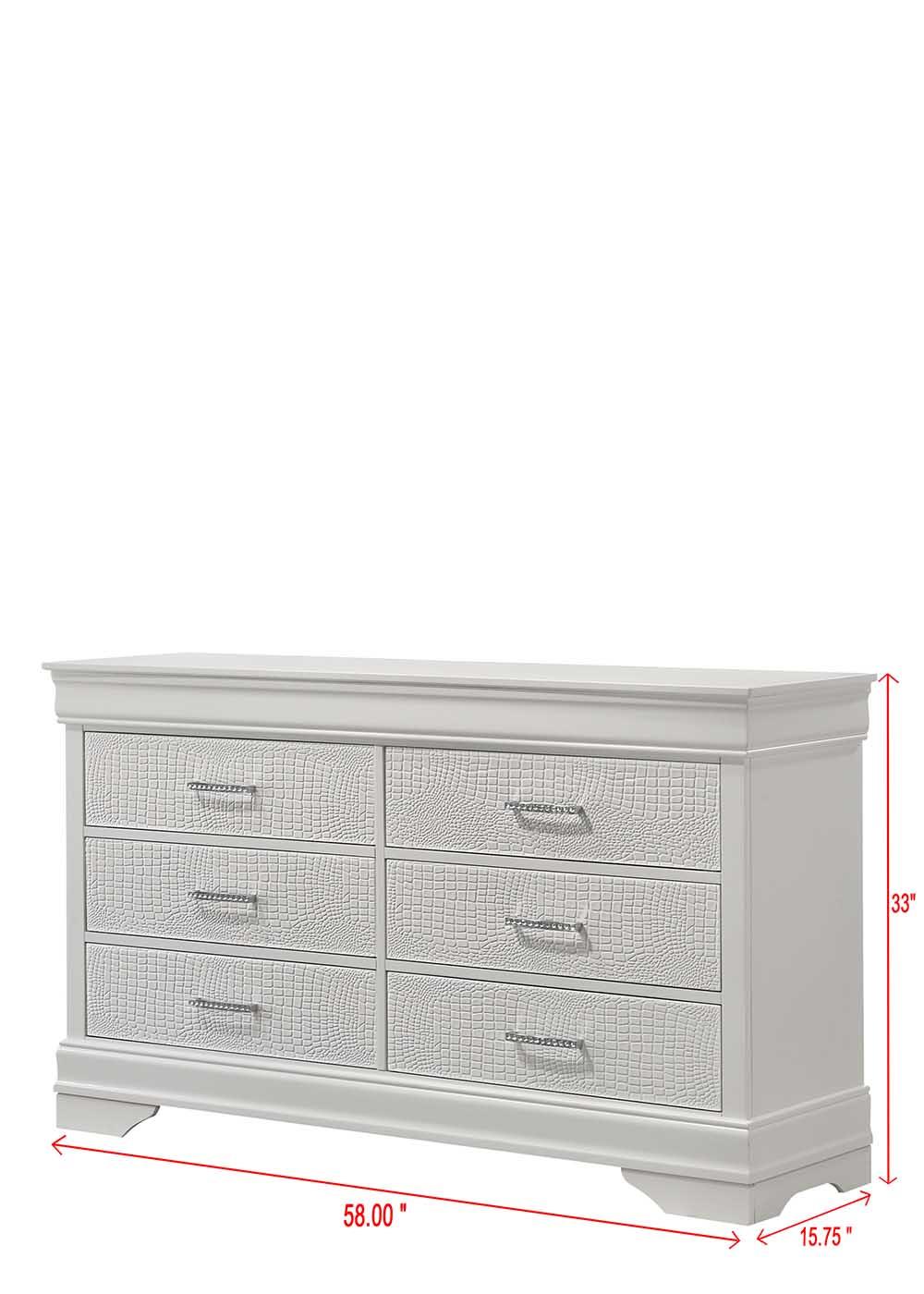 Arya White 6-Drawer Dresser
