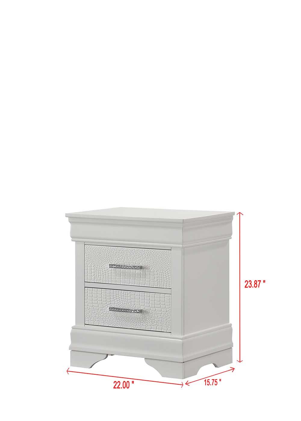 Arya White 2-Drawer Nightstand