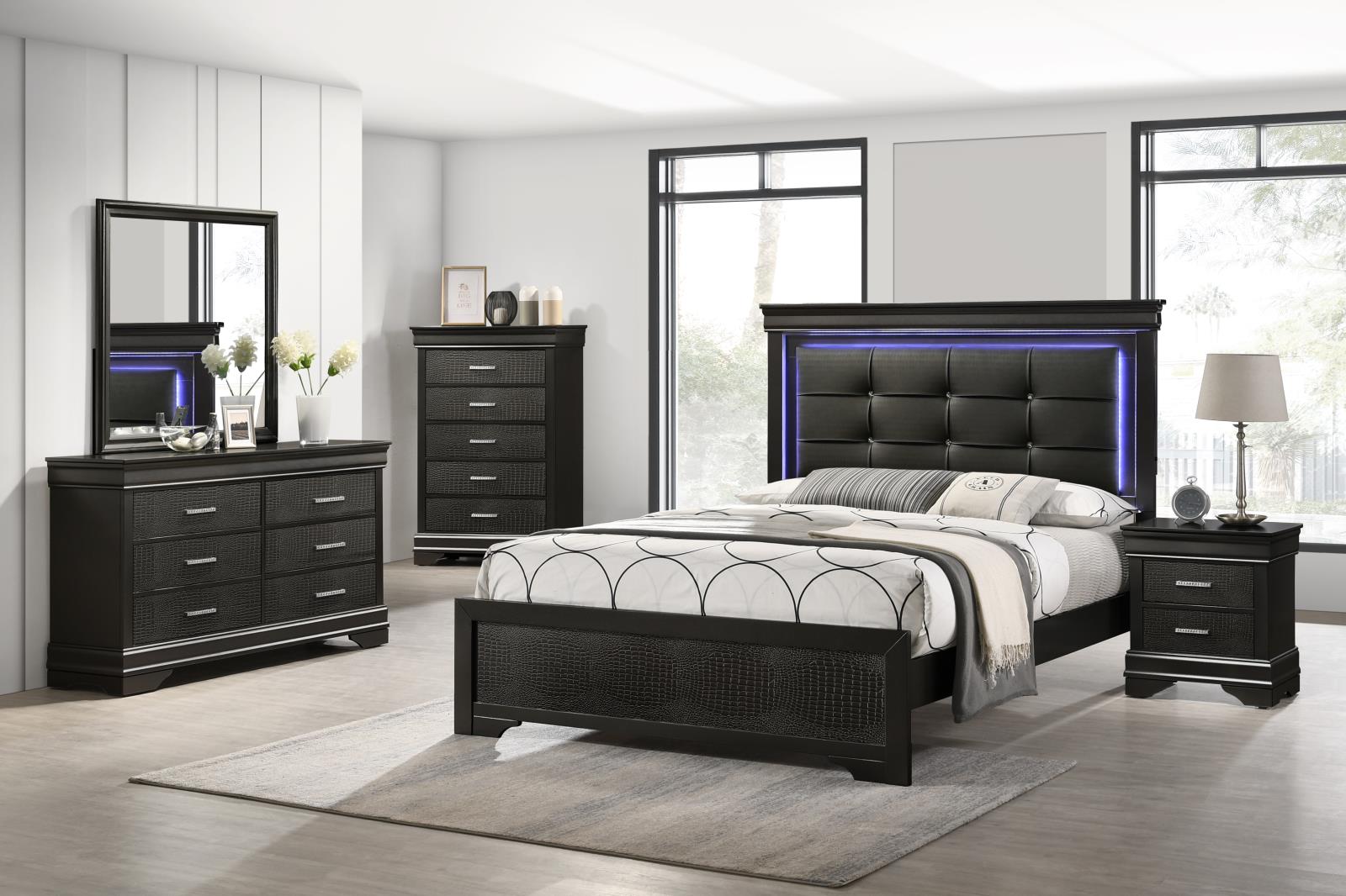 Arya Black 5-Drawer Chest — view 2
