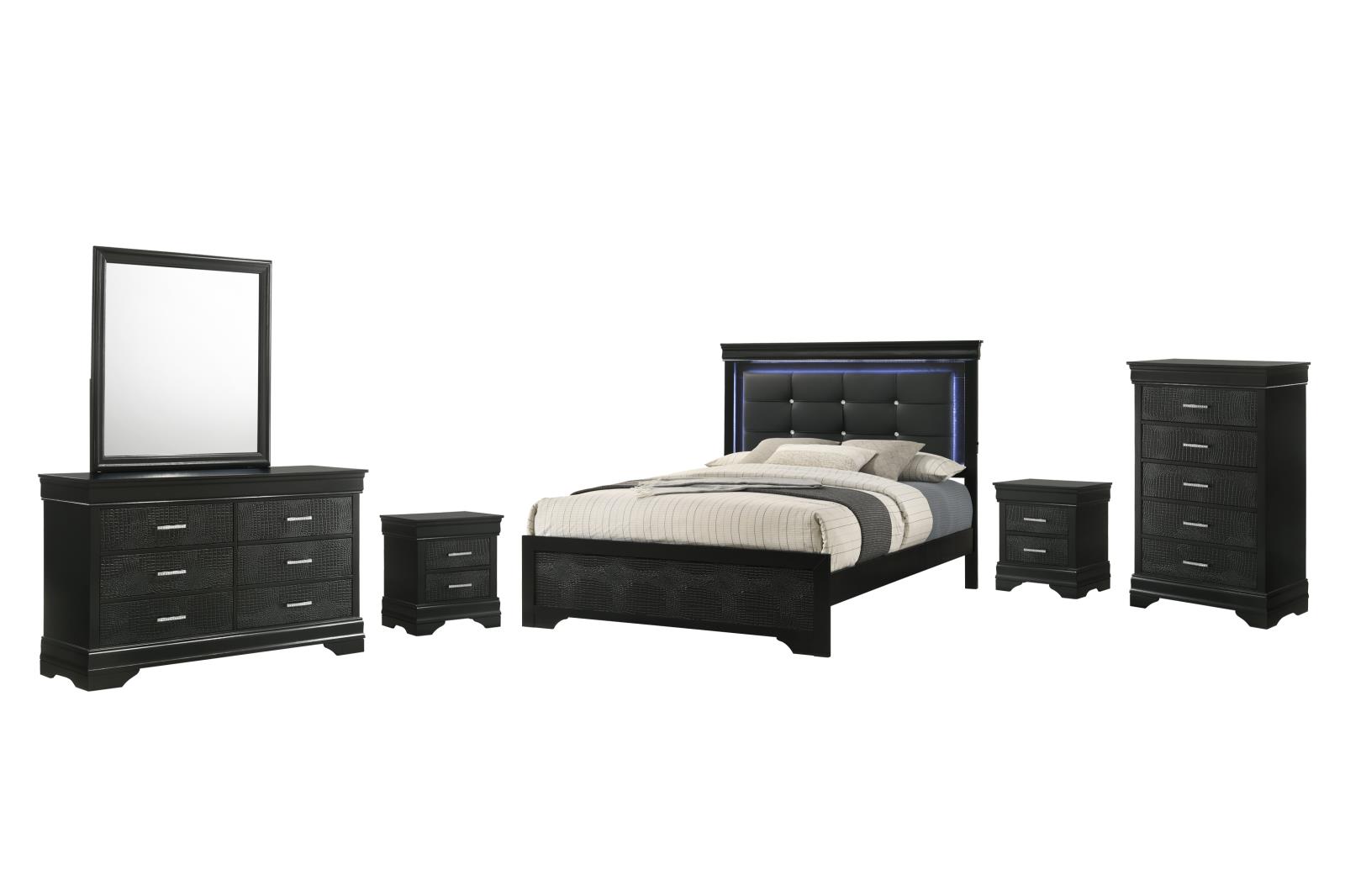 Arya Black 5-Drawer Chest — view 3