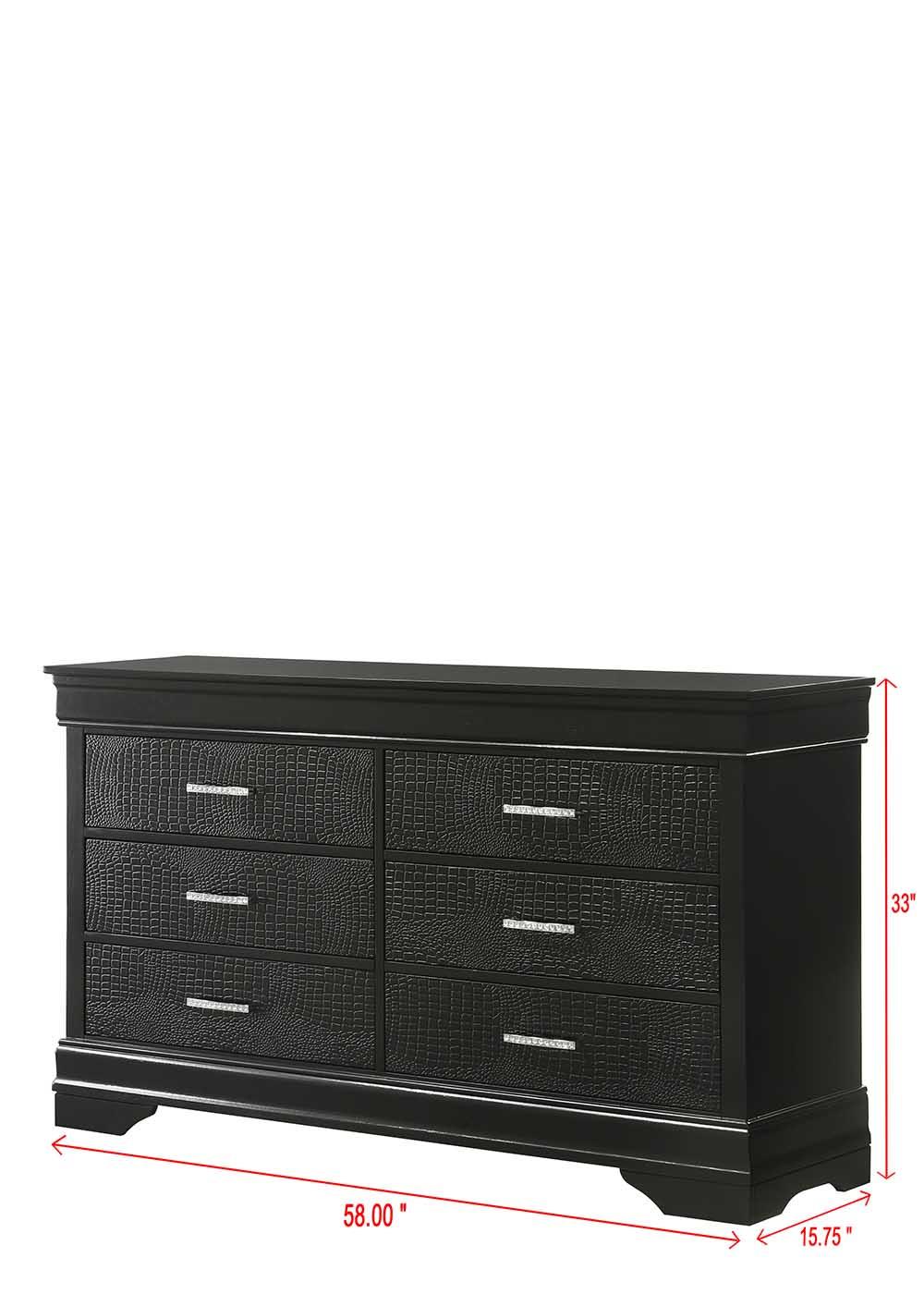 Arya Black 6-Drawer Dresser