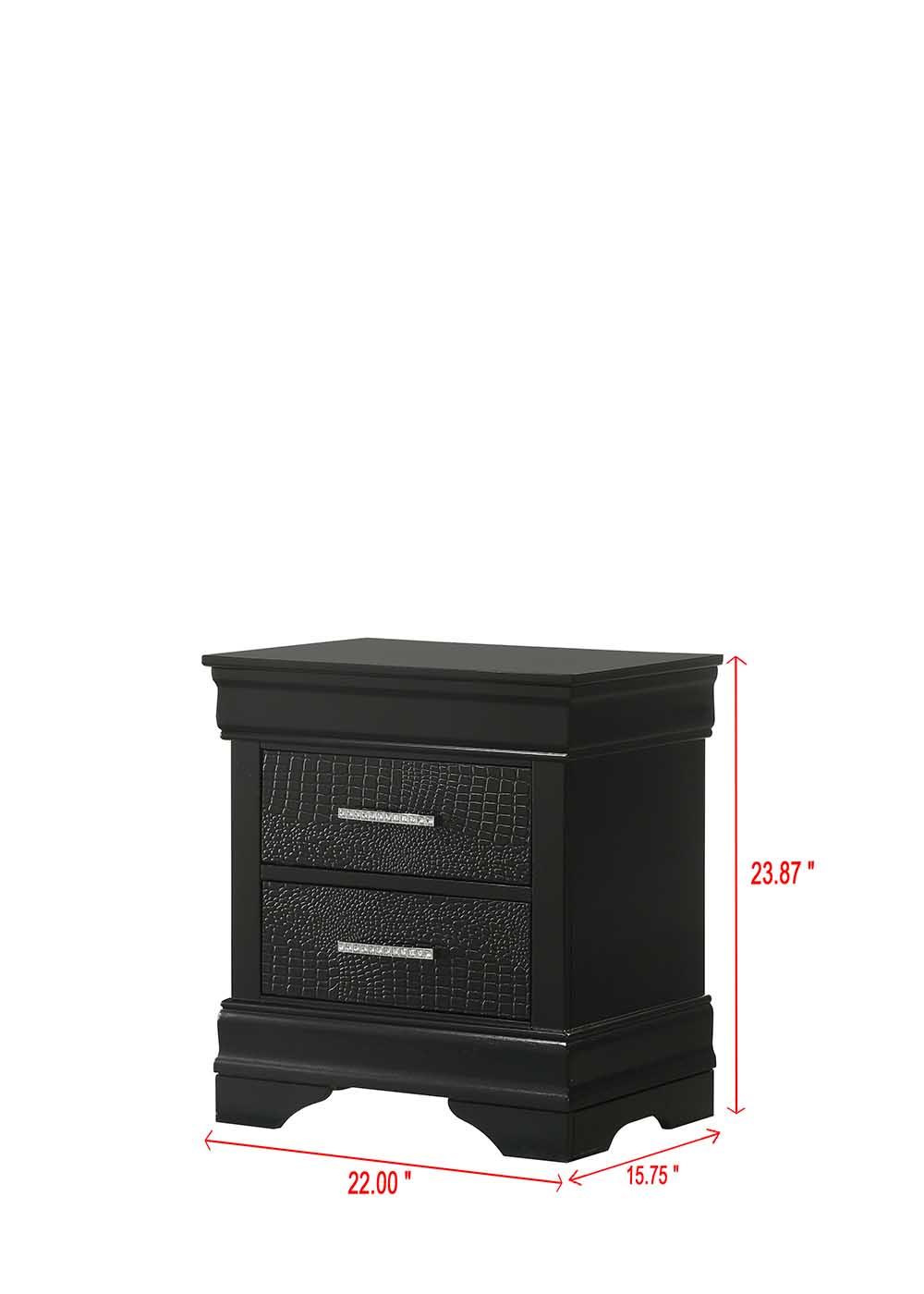 Arya Black 2-Drawer Nightstand
