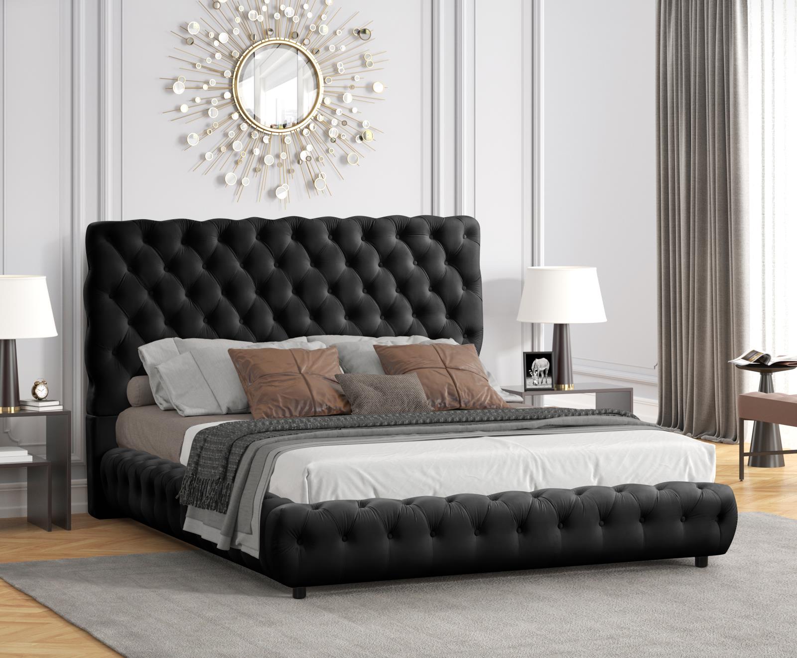 Lena Black Upholstered King Bed — view 2